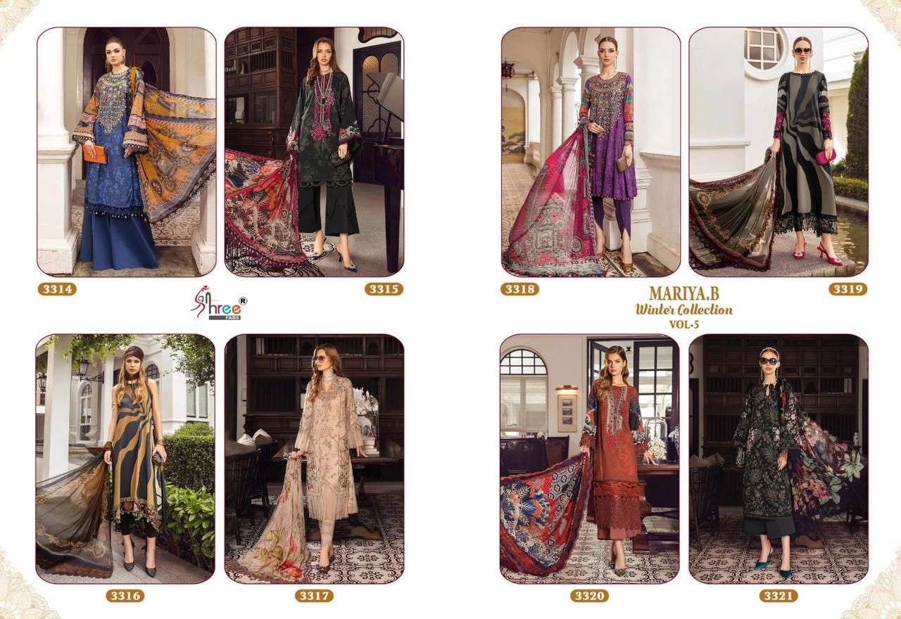 shree fabs maria b winter collection 5 pure pashmina graceful look salwar suit catalog