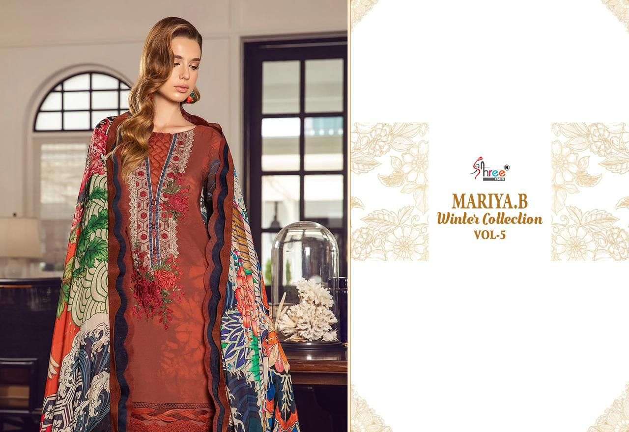 shree fabs maria b winter collection 5 pure pashmina graceful look salwar suit catalog