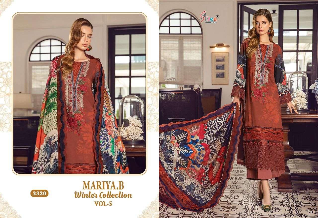 shree fabs maria b winter collection 5 pure pashmina graceful look salwar suit catalog