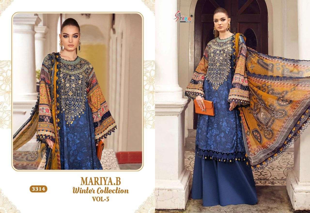 shree fabs maria b winter collection 5 pure pashmina graceful look salwar suit catalog