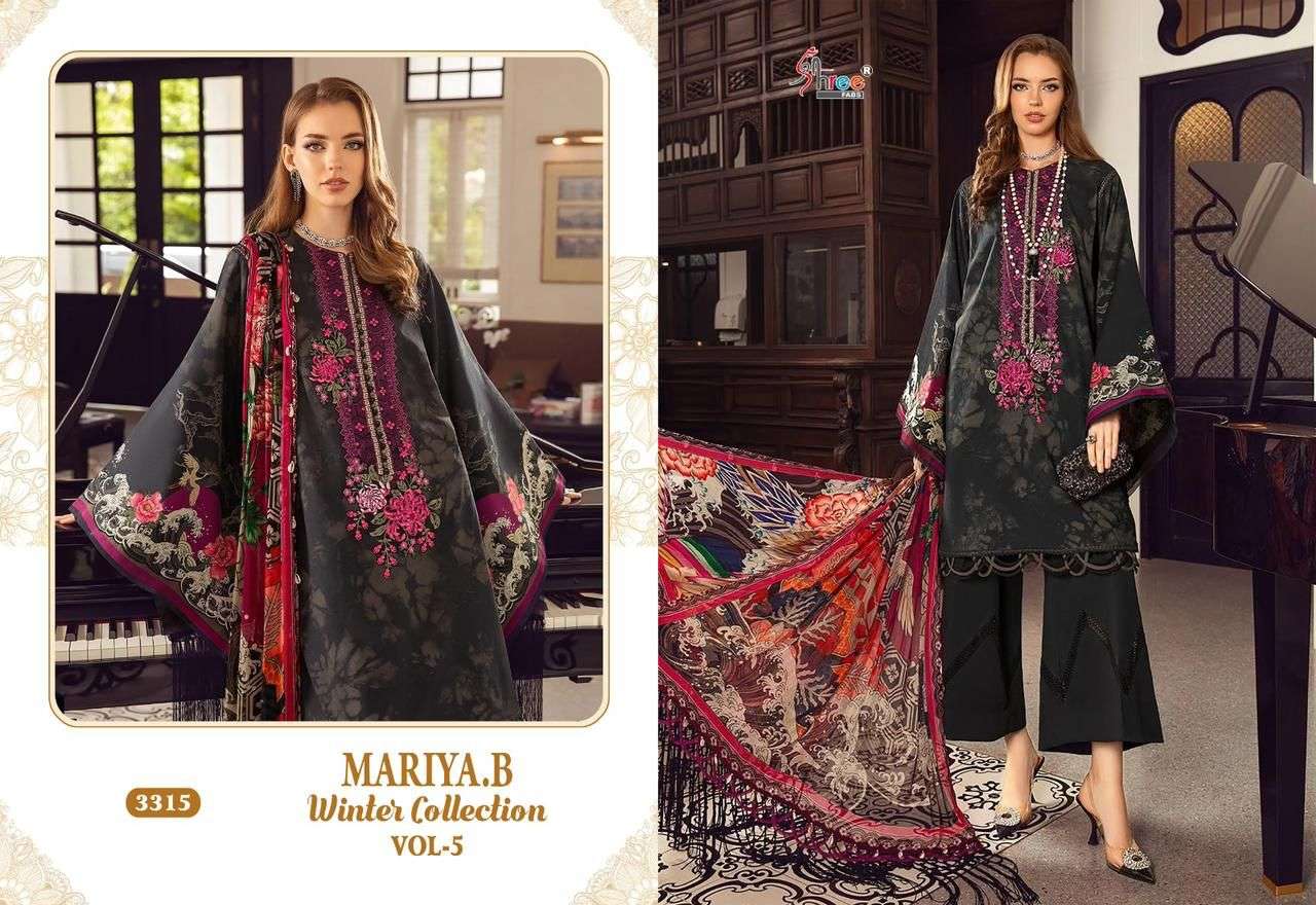 shree fabs maria b winter collection 5 pure pashmina graceful look salwar suit catalog