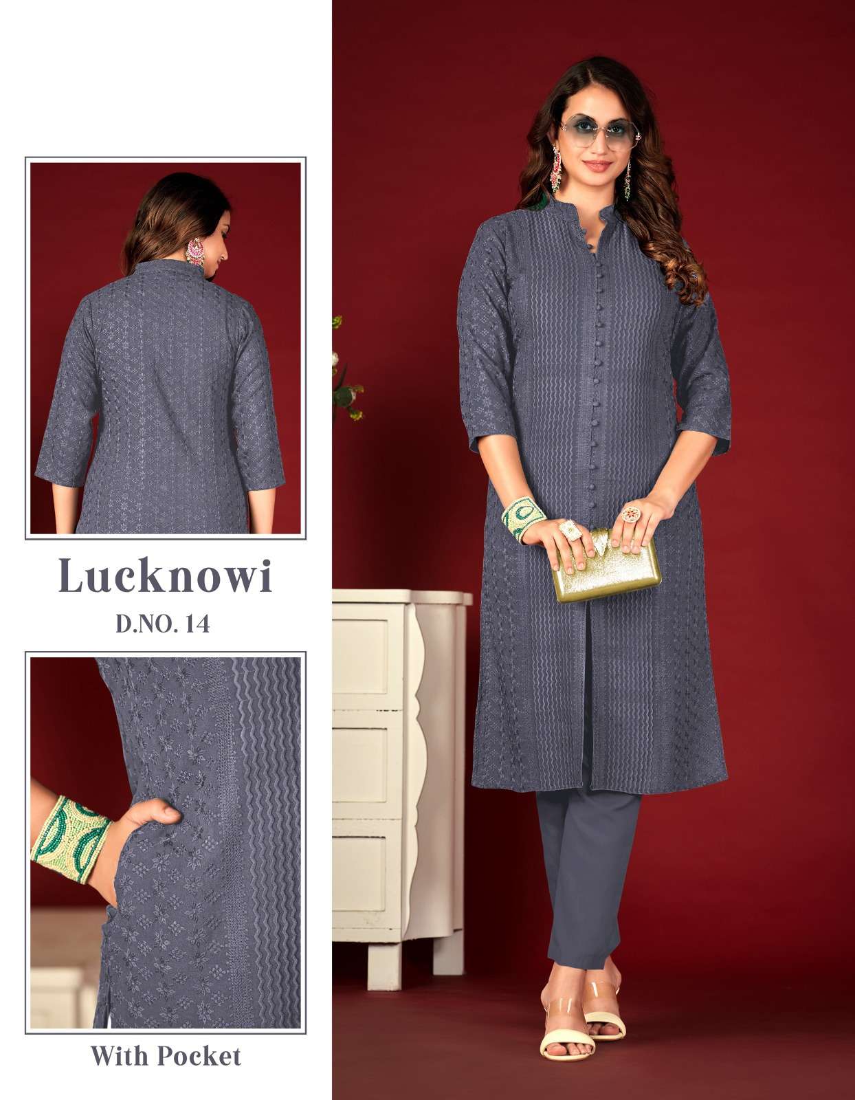 tunic house lucknowi lining viscose rayon innovative look kurti with pant catalog