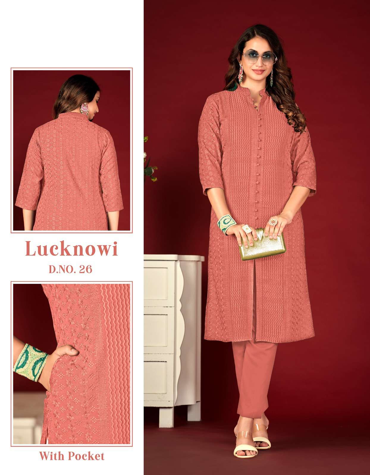 tunic house lucknowi lining viscose rayon innovative look kurti with pant catalog