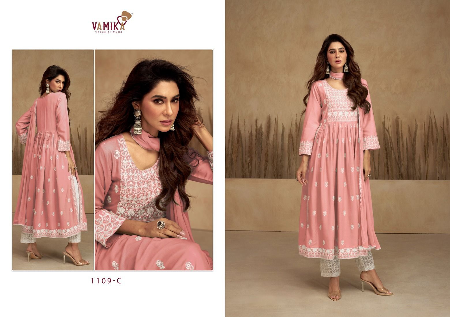 vamika aadhira vol 7 d no 1109A TO 1109E Reyon decent embroidery look top bottom with dupatta catalog