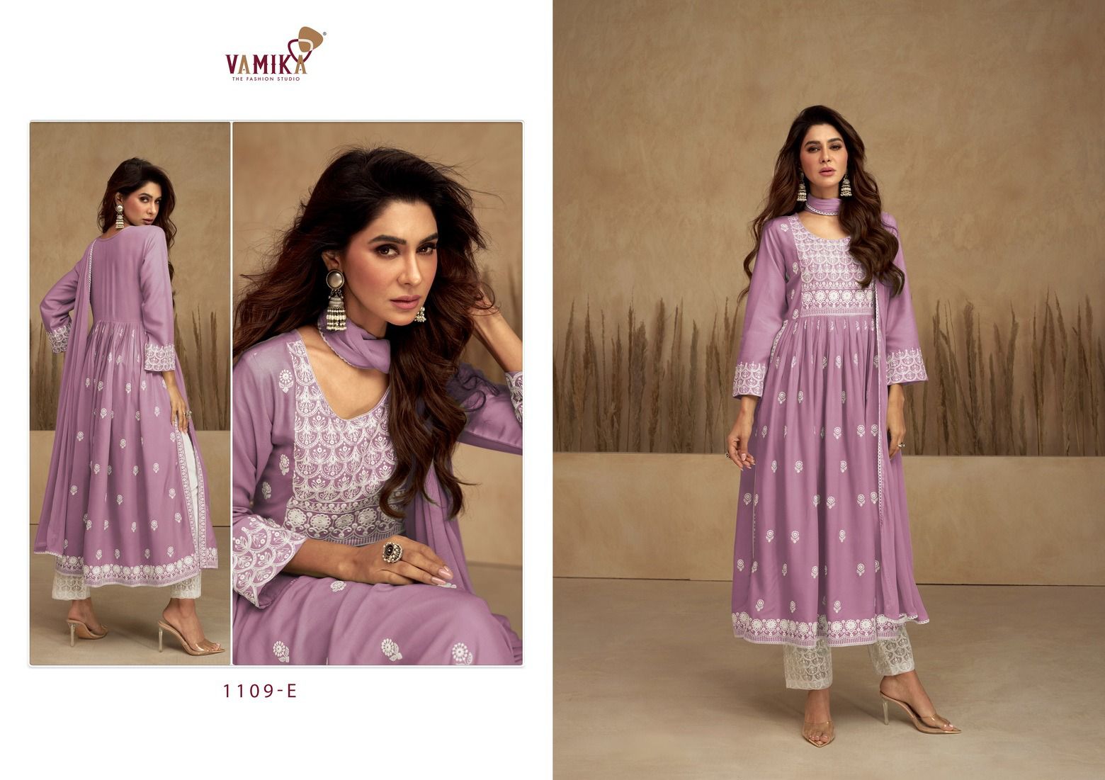 vamika aadhira vol 7 d no 1109A TO 1109E Reyon decent embroidery look top bottom with dupatta catalog