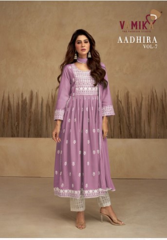 vamika aadhira vol 7 d no 1109A TO 1109E Reyon decent embroidery look top bottom with dupatta catalog