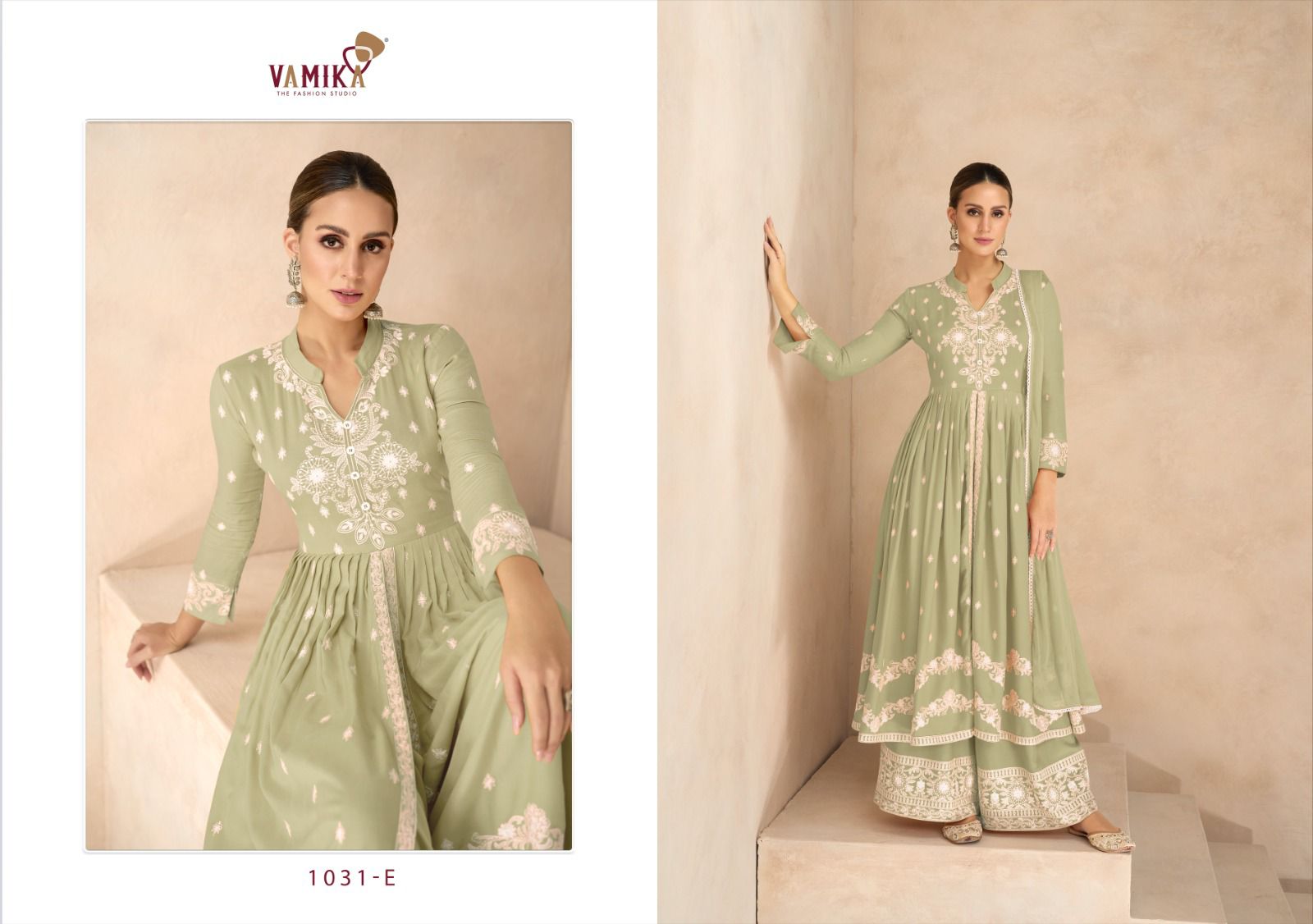 vamika Lakhnavi Vol 6 D No 1031A TO 1031E attrective embroidery look top bottom catalog