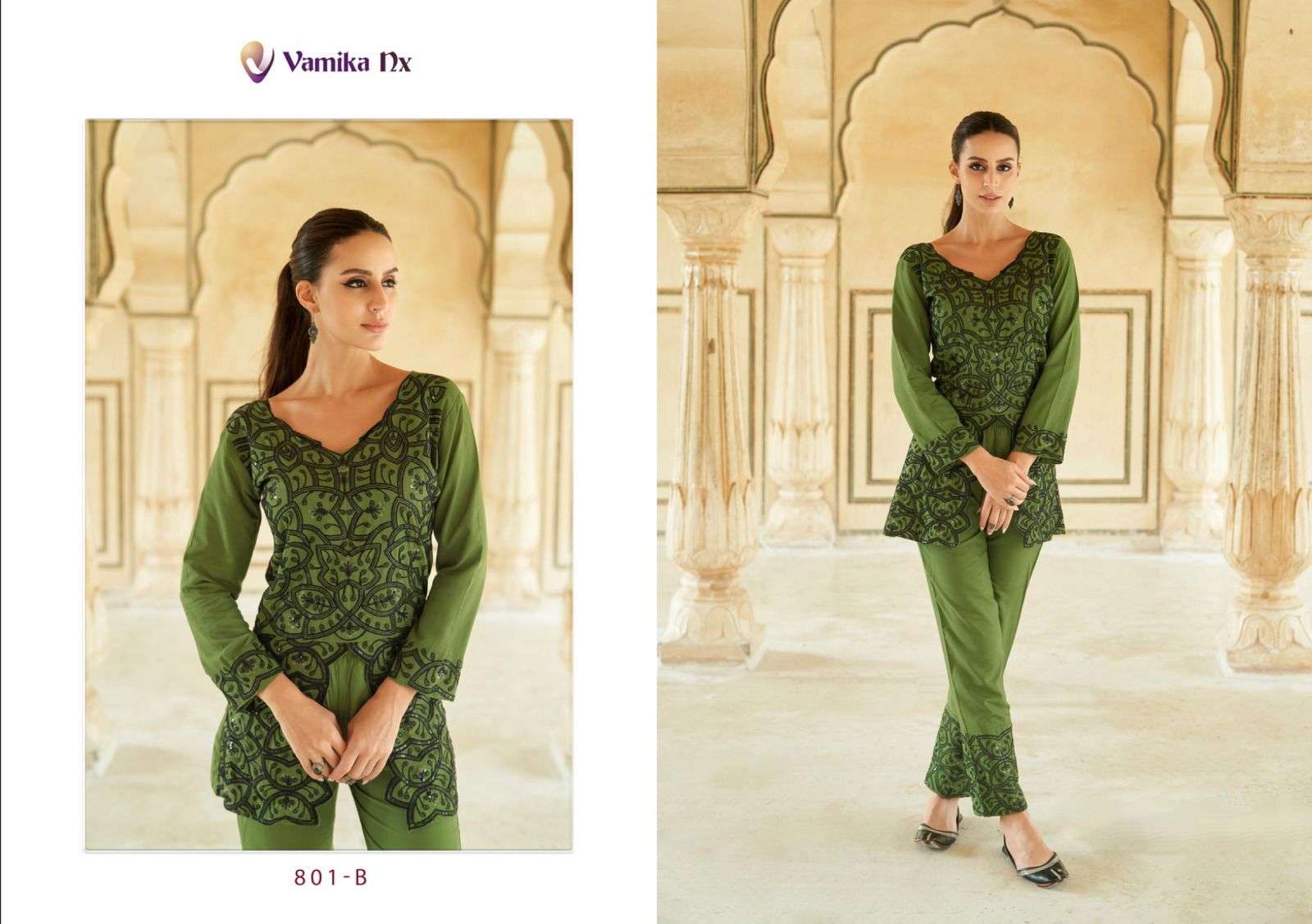 vamika verona reyon  elegant top pant code set catalog