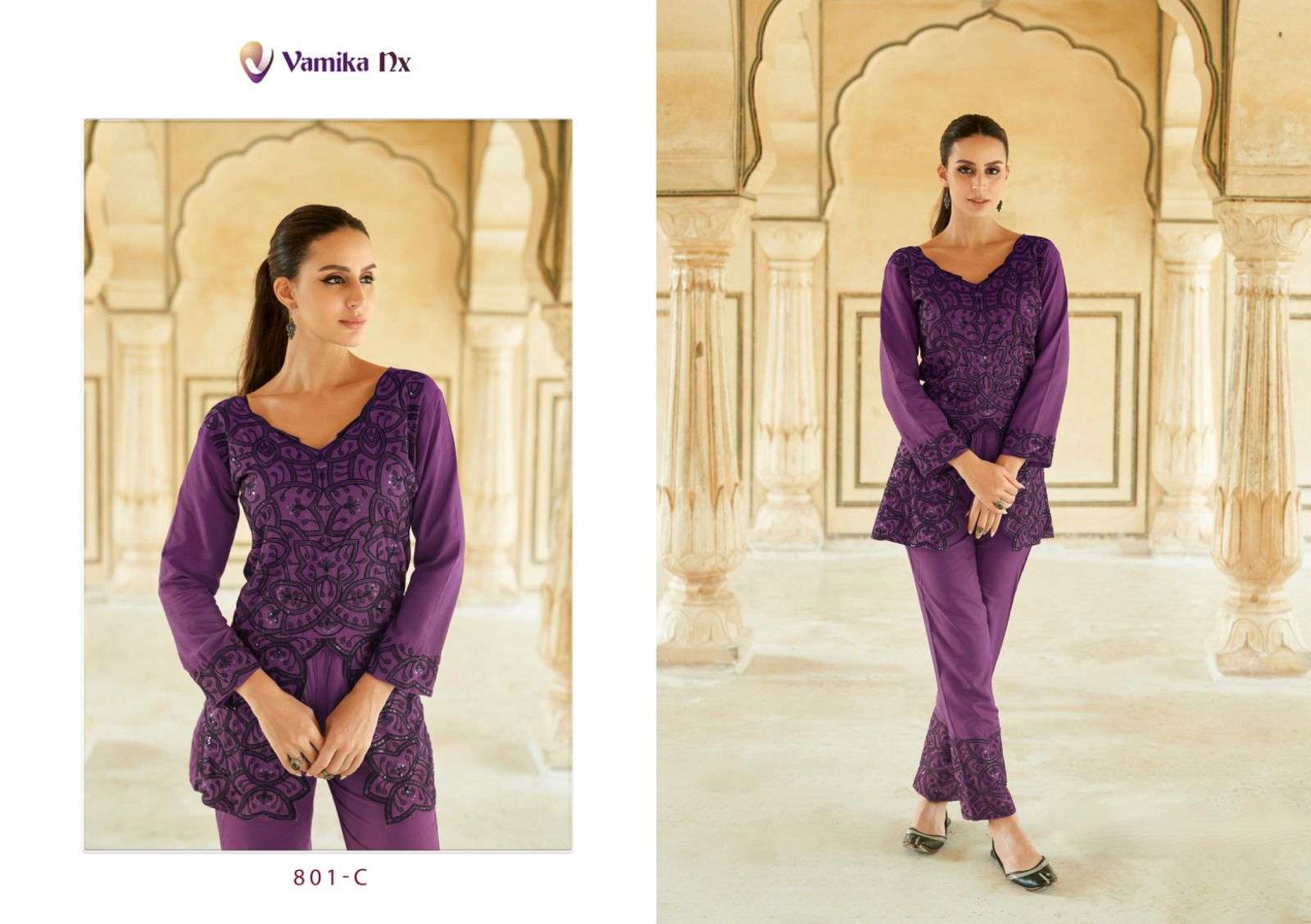 vamika verona reyon  elegant top pant code set catalog