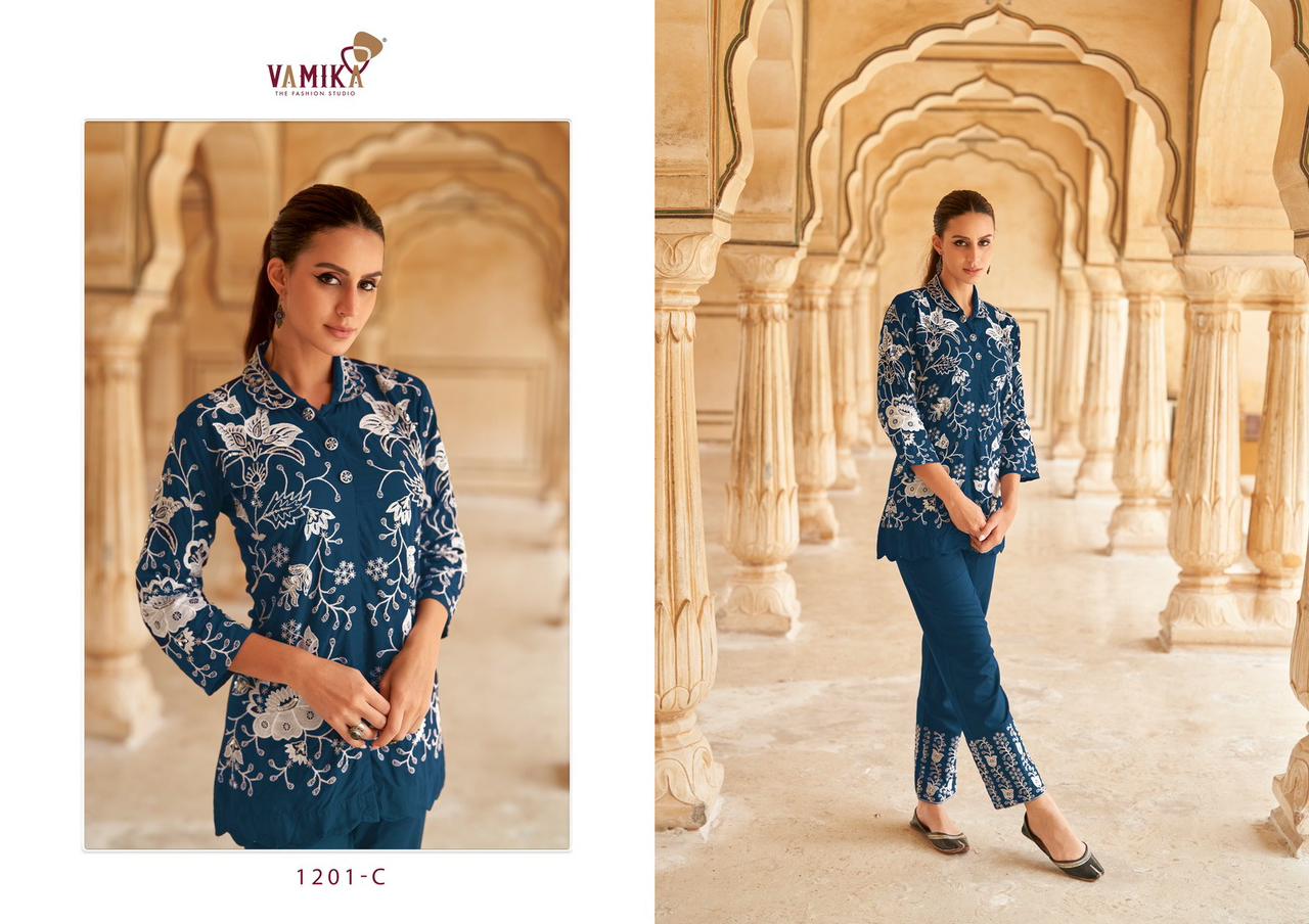 vamika veronica rayon elegant code set top with pant catalog