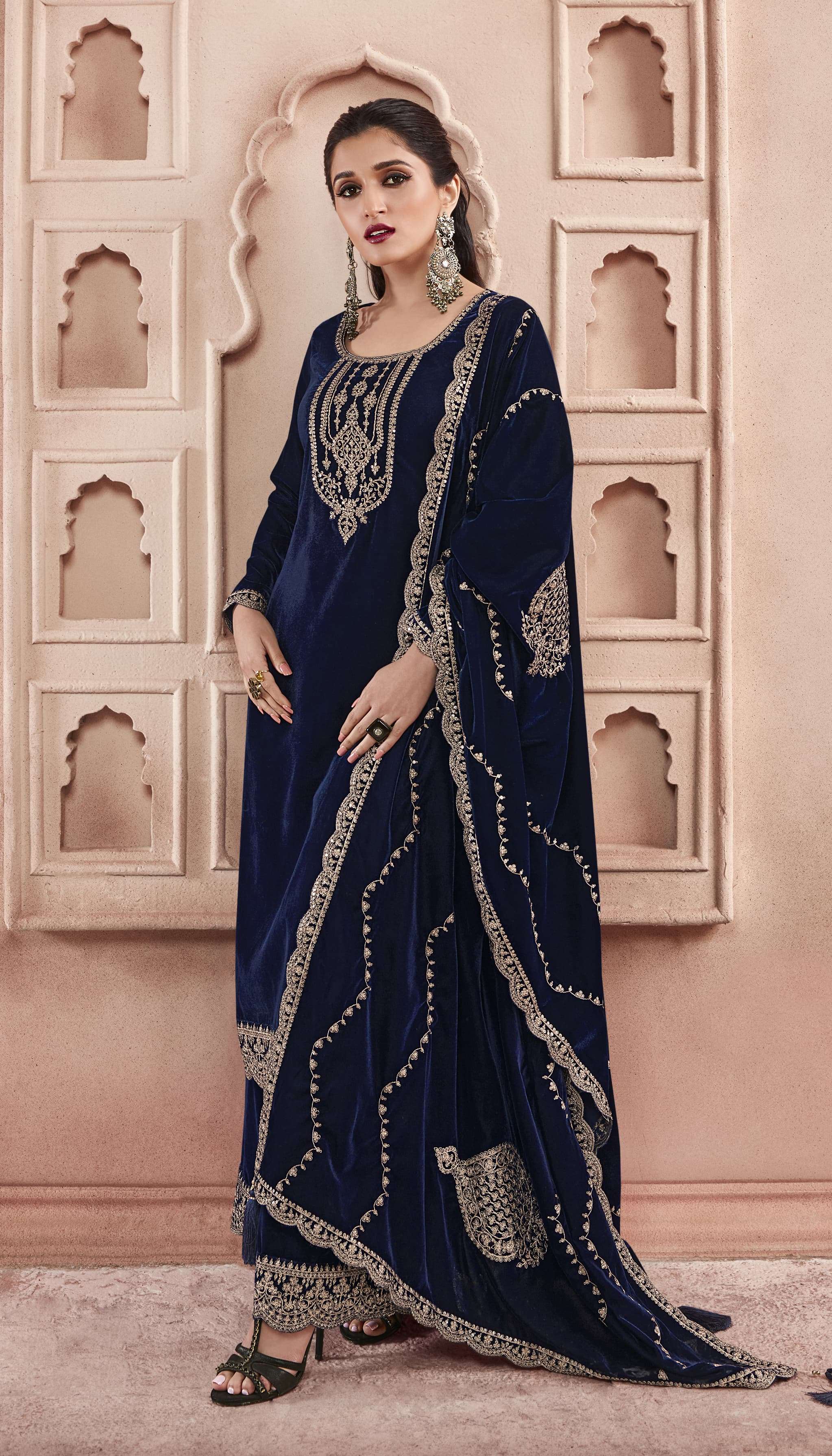 vinay fashion kervin velvet embroidery 3 catchy look salwar suit catalog