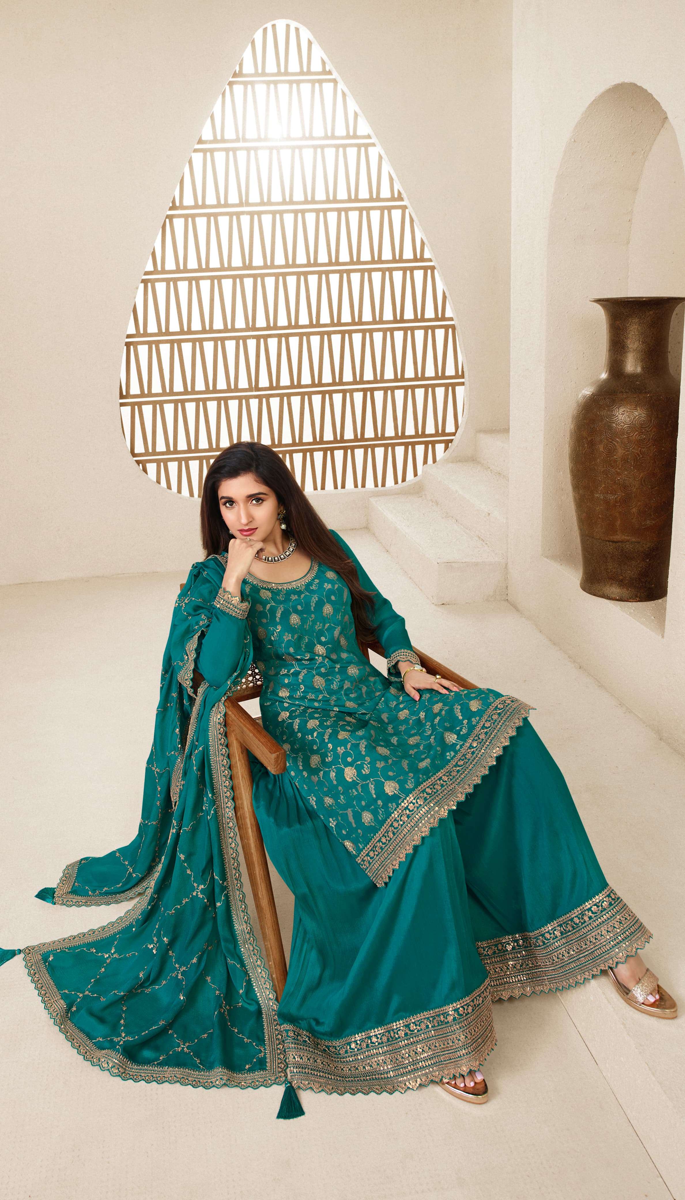 vinay fashion kuleesh karva viscose chinon jaquard attrective look salwar suit catalog