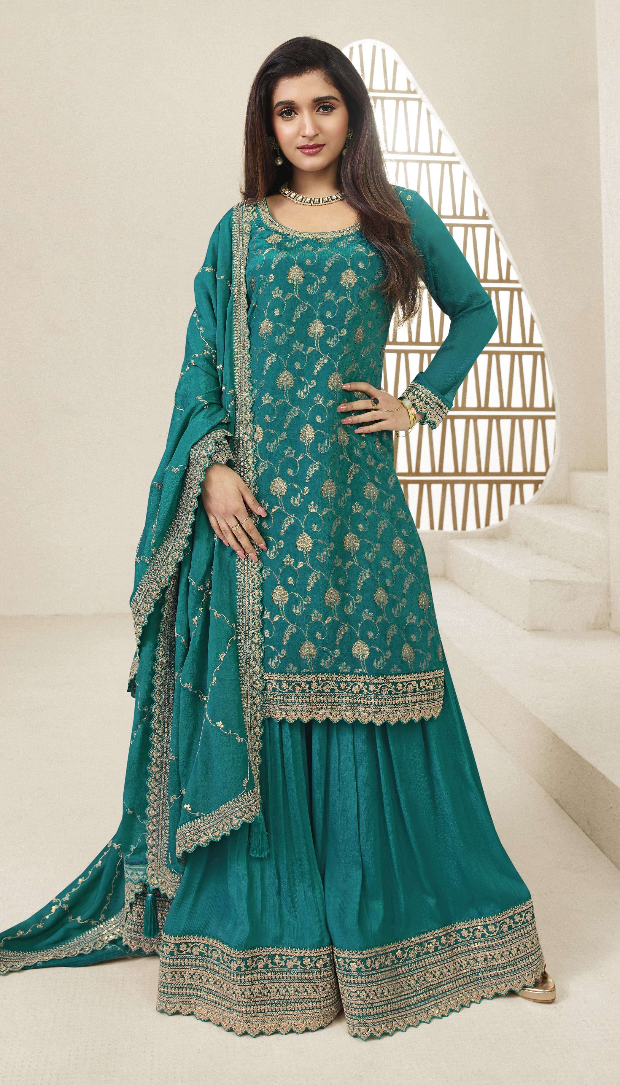 vinay fashion kuleesh karva viscose chinon jaquard attrective look salwar suit catalog