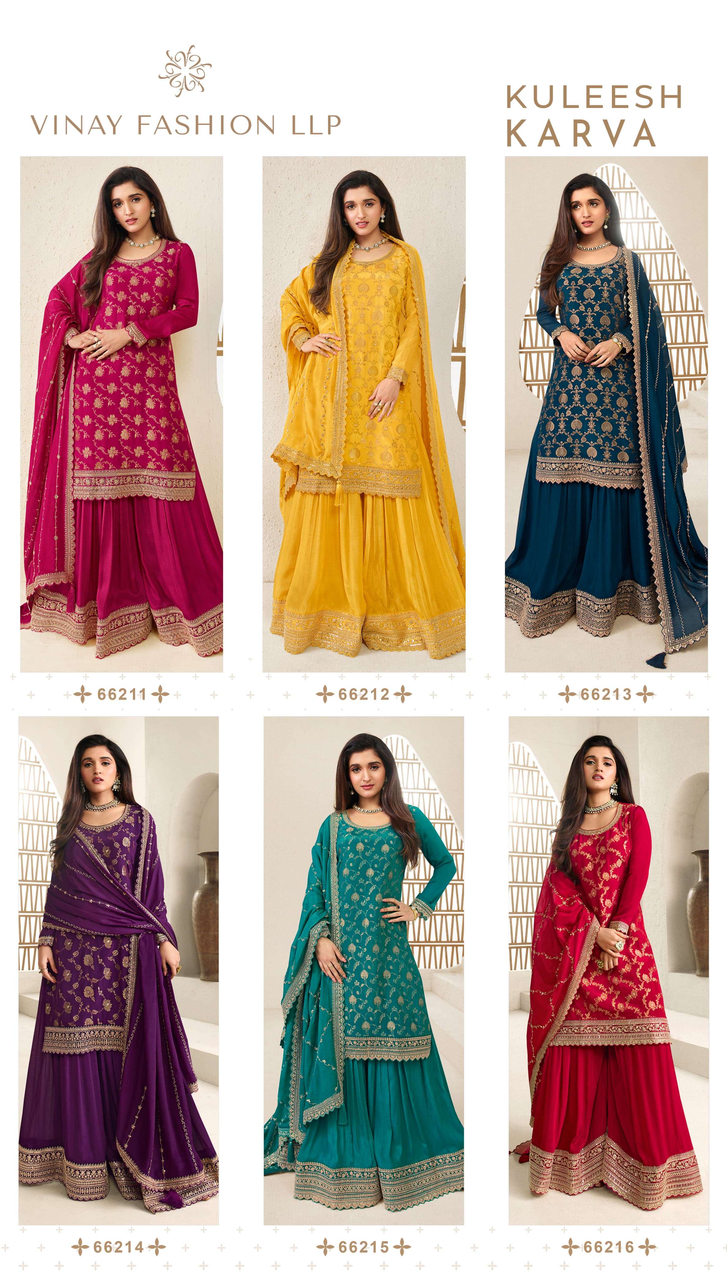 vinay fashion kuleesh karva viscose chinon jaquard attrective look salwar suit catalog