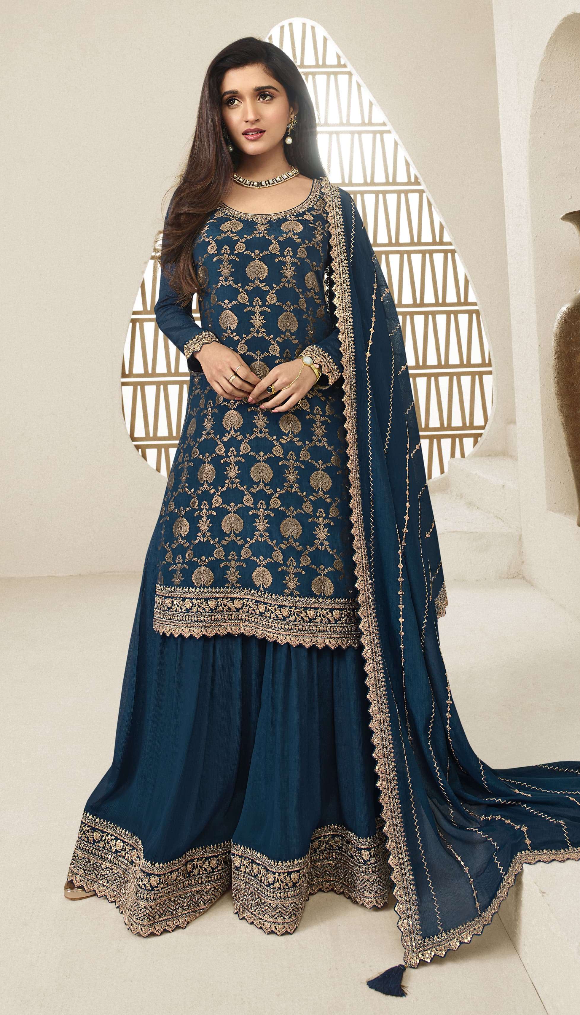 vinay fashion kuleesh karva viscose chinon jaquard attrective look salwar suit catalog