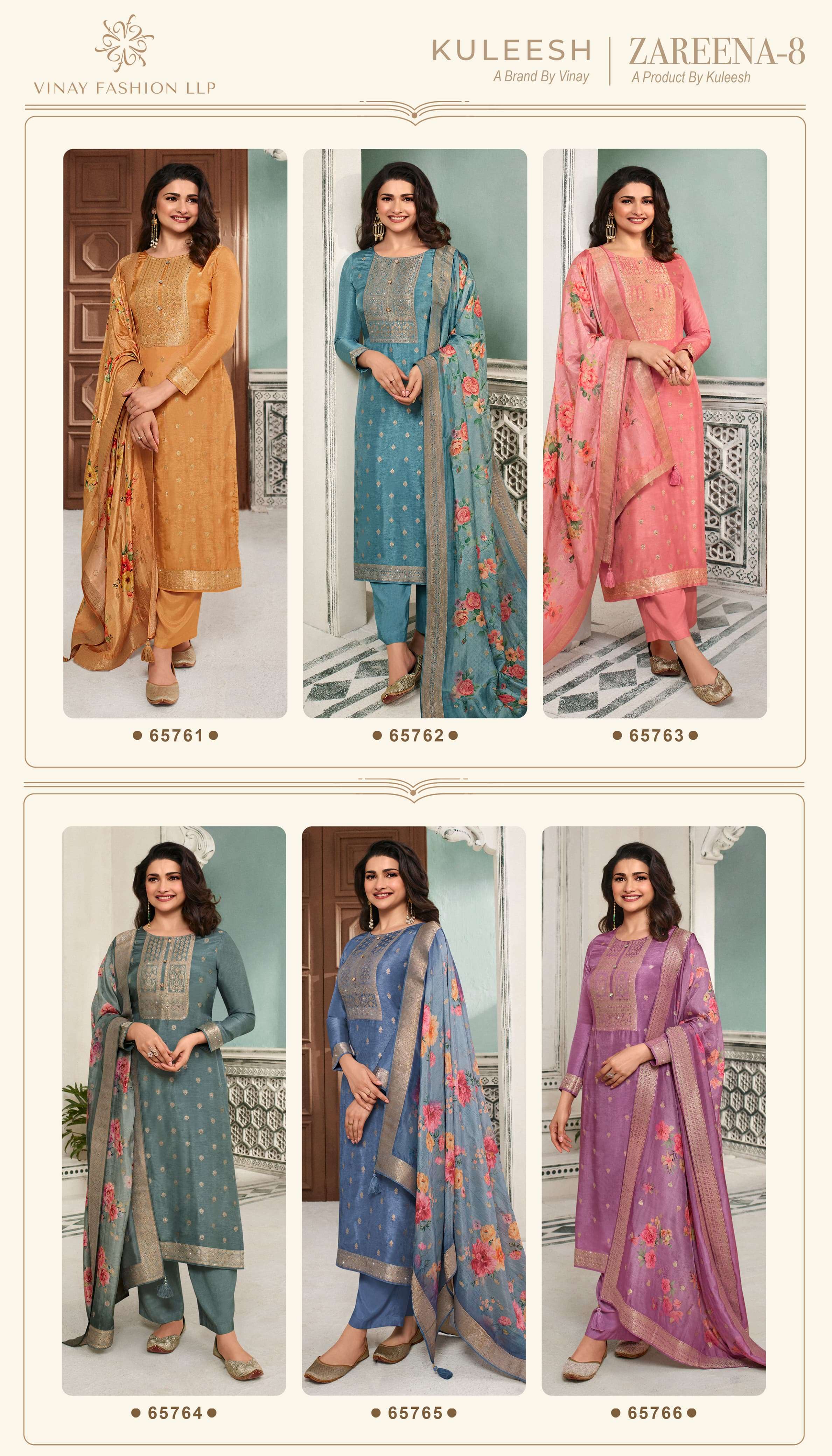 vinay fashion kuleesh zareena 8 dola jaquard exclusive look salwar suit catalog