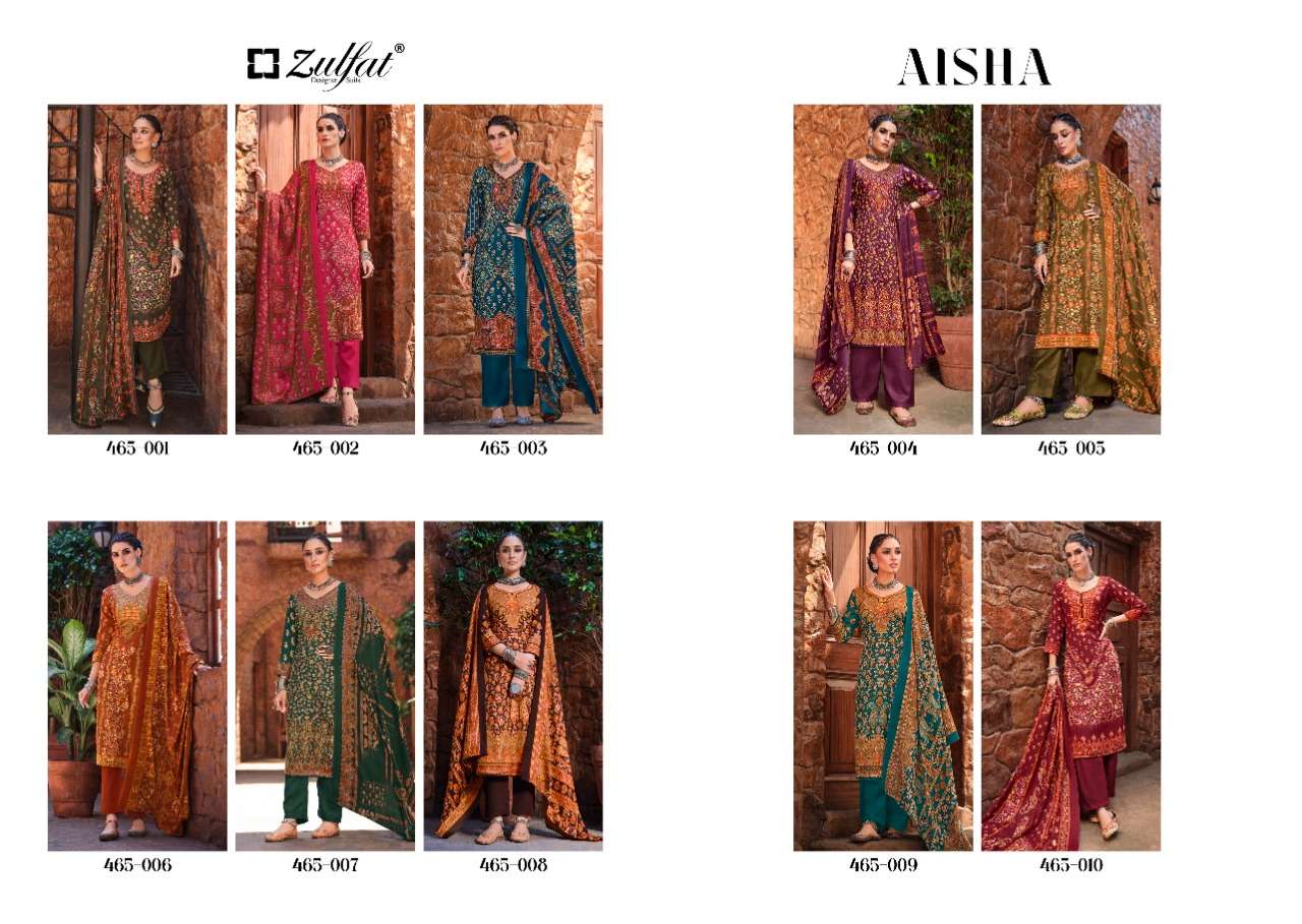 zulfat designer suits aisha wool pashmina attrective look salwqar suit catalog