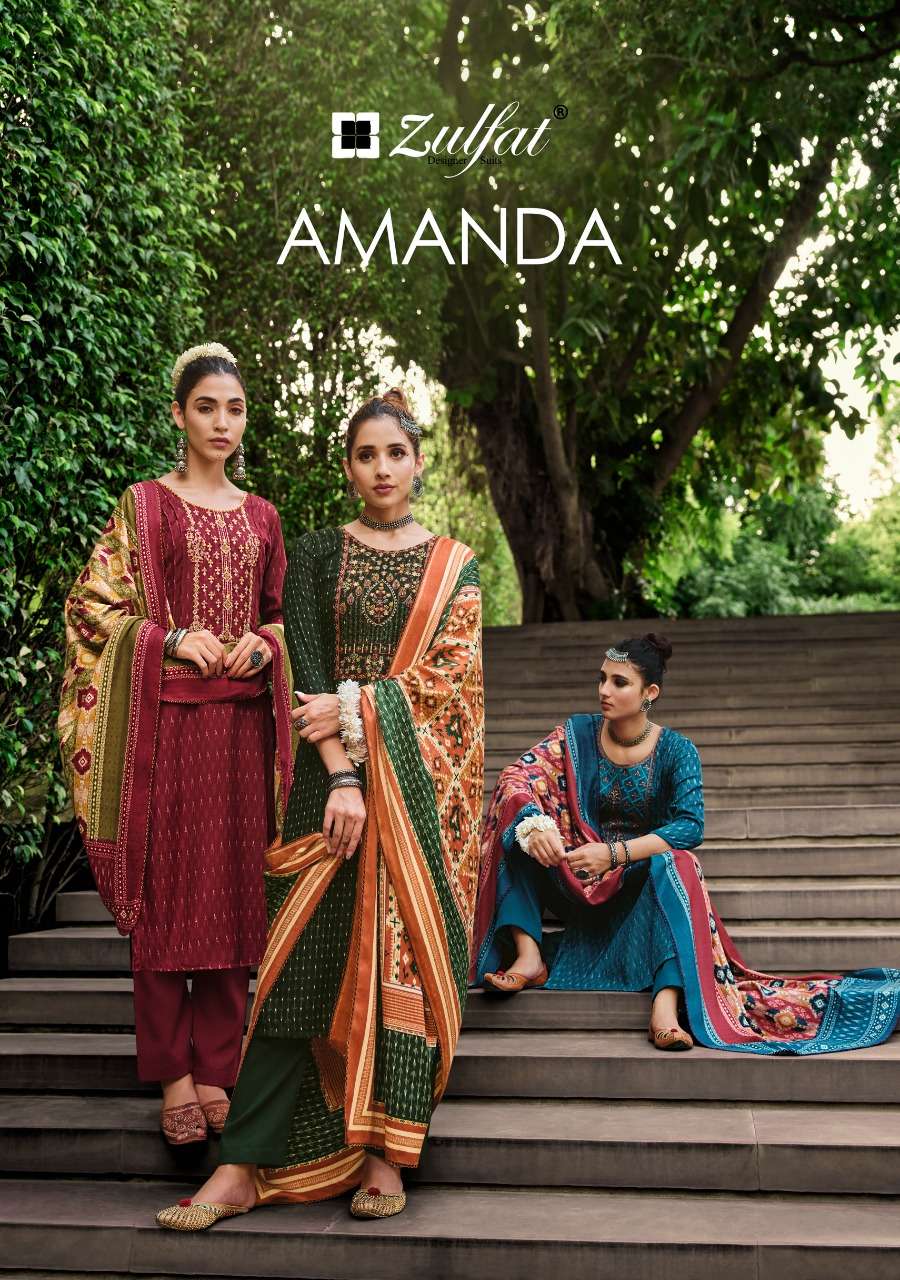 zulfat designer suits amanda wool pashmina catchy look salwar suit catalog