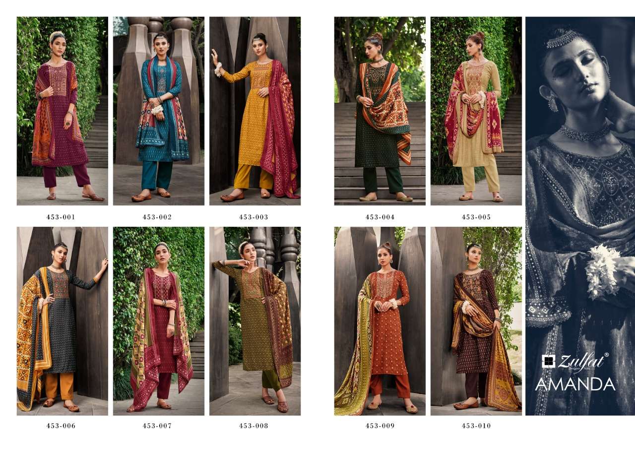 zulfat designer suits amanda wool pashmina catchy look salwar suit catalog