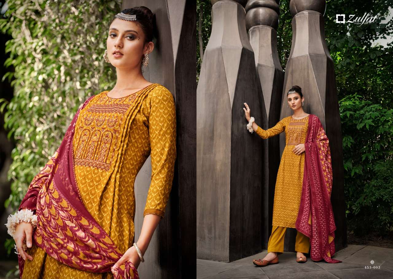 zulfat designer suits amanda wool pashmina catchy look salwar suit catalog