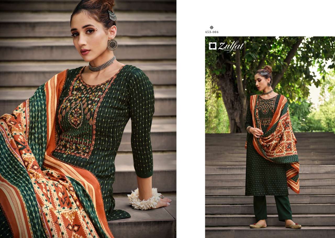 zulfat designer suits amanda wool pashmina catchy look salwar suit catalog