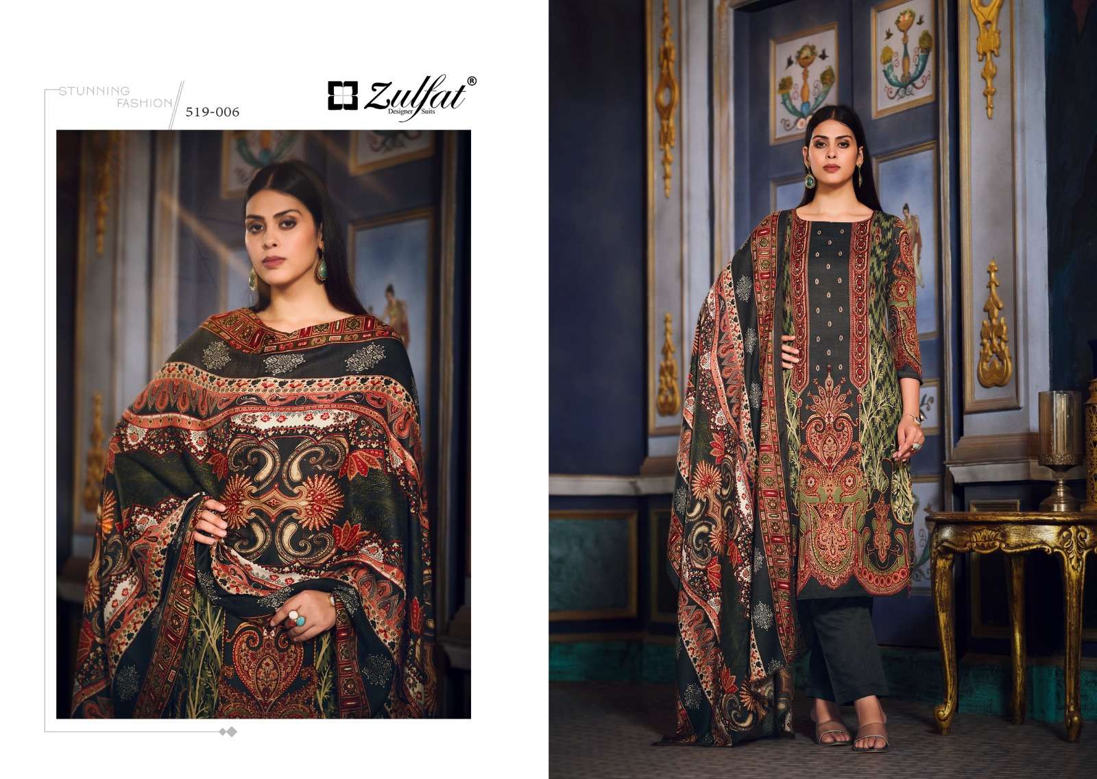 zulfat designer suits firdaus pashmina elegant look salwqar suit catalog