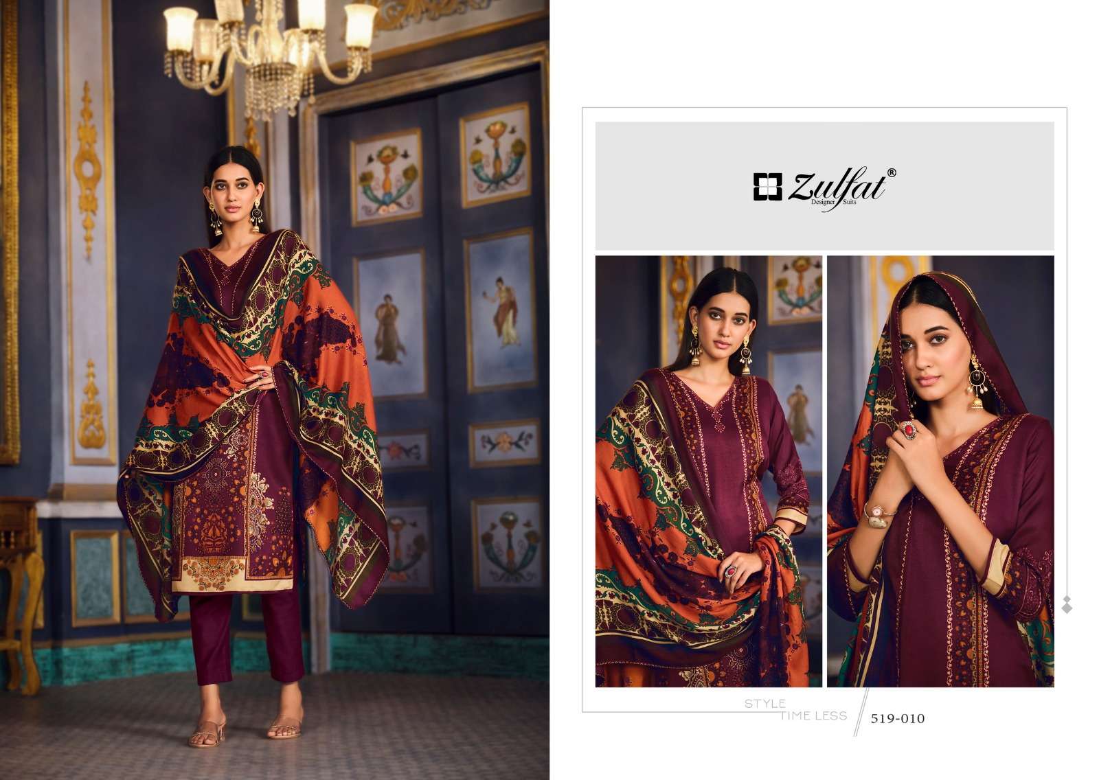 zulfat designer suits firdaus pashmina elegant look salwqar suit catalog