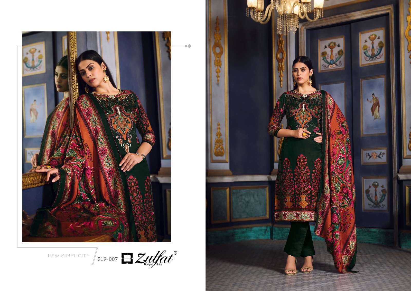 zulfat designer suits firdaus pashmina elegant look salwqar suit catalog