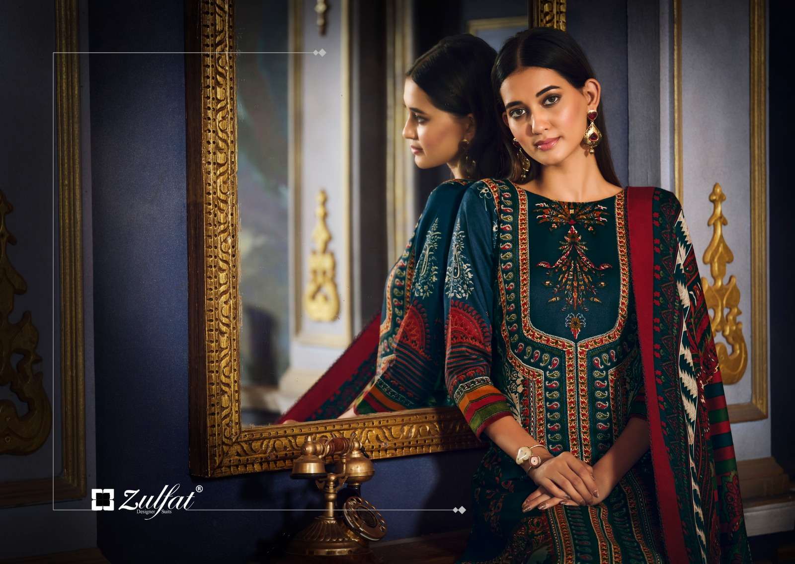 zulfat designer suits firdaus pashmina elegant look salwqar suit catalog