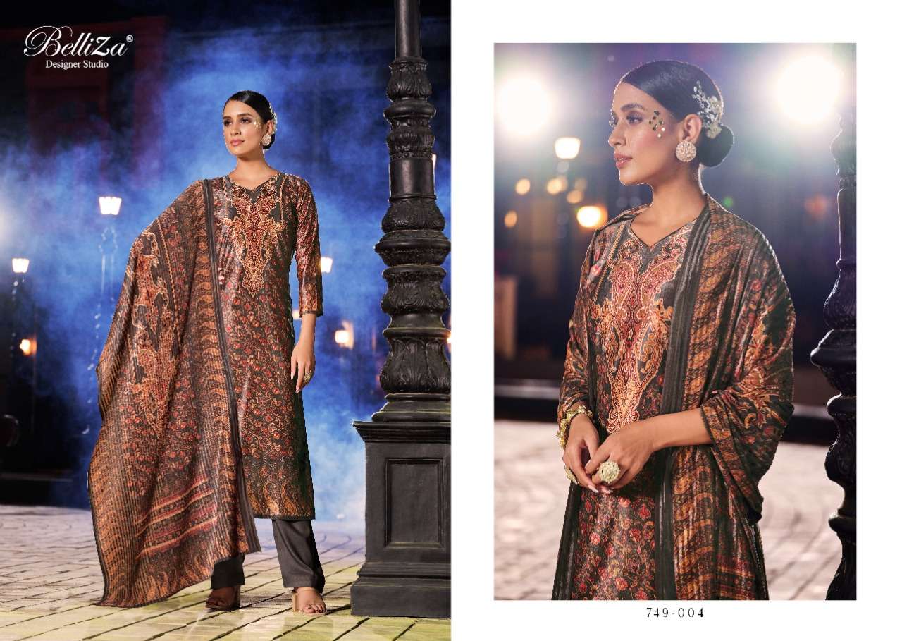 belliza designer studio safinaaz velvet graceful look salwar suit catalog