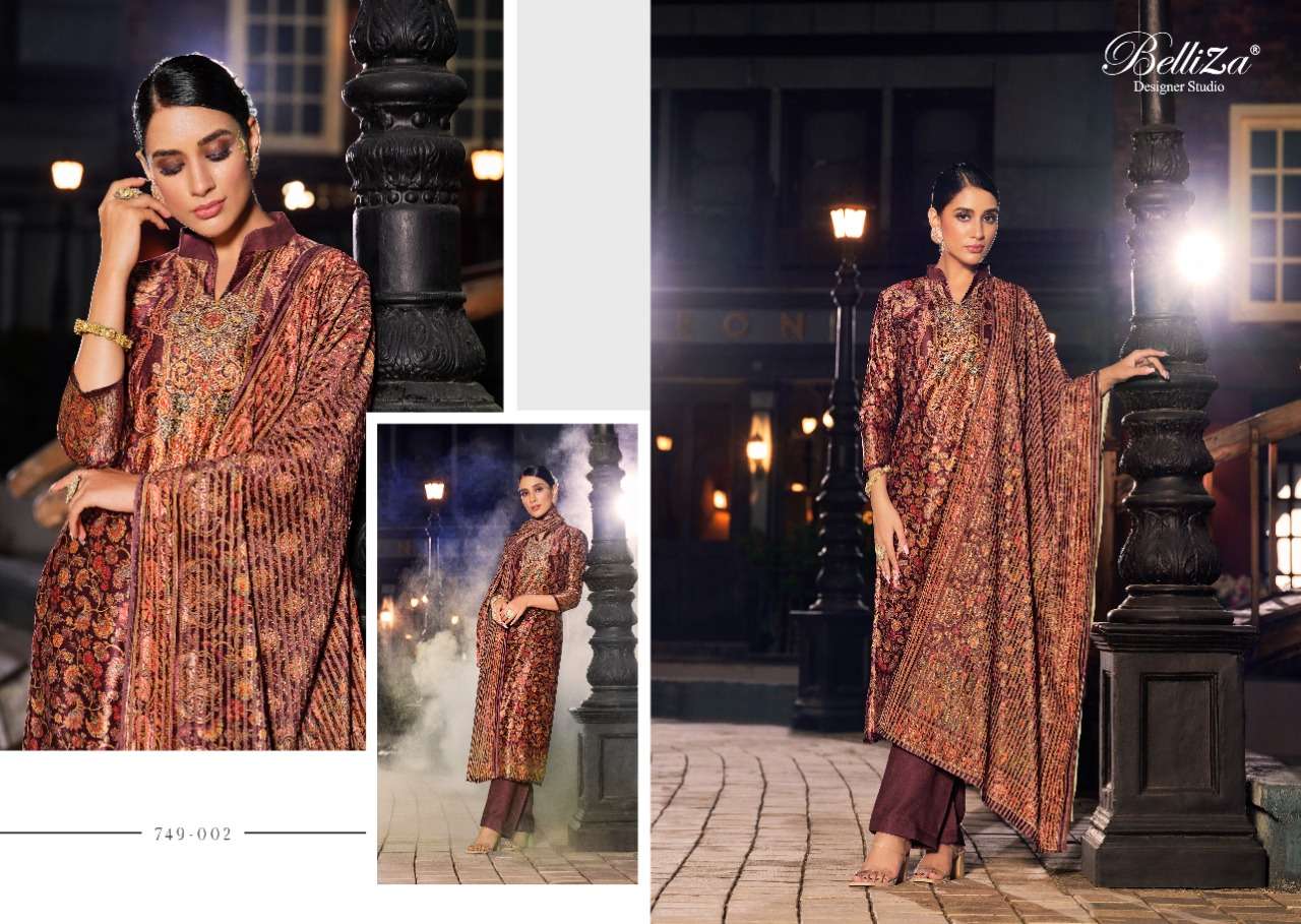 belliza designer studio safinaaz velvet graceful look salwar suit catalog