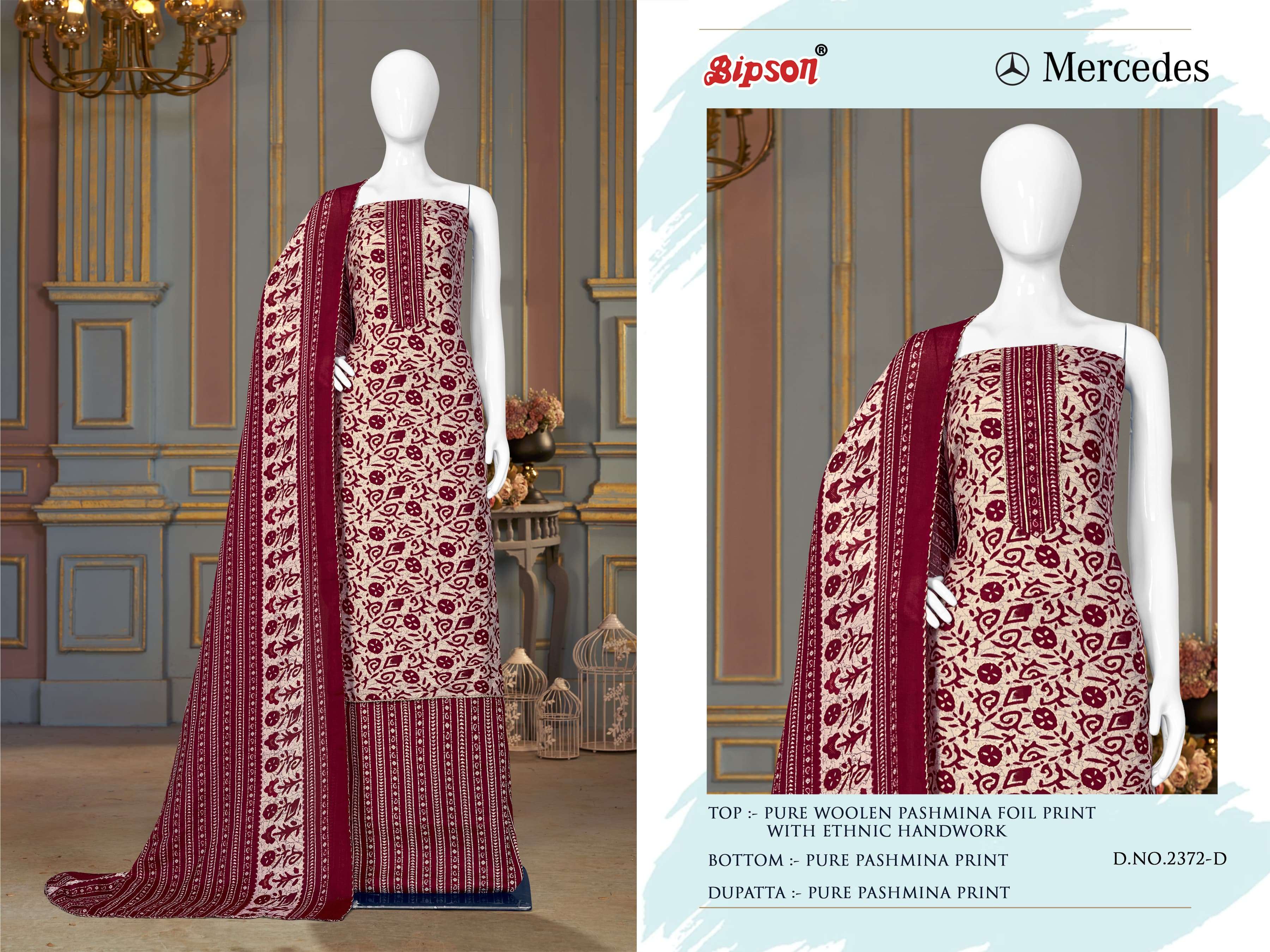 bipson mercedes 2372 woollen pashmina catchy look salwar suit catalog