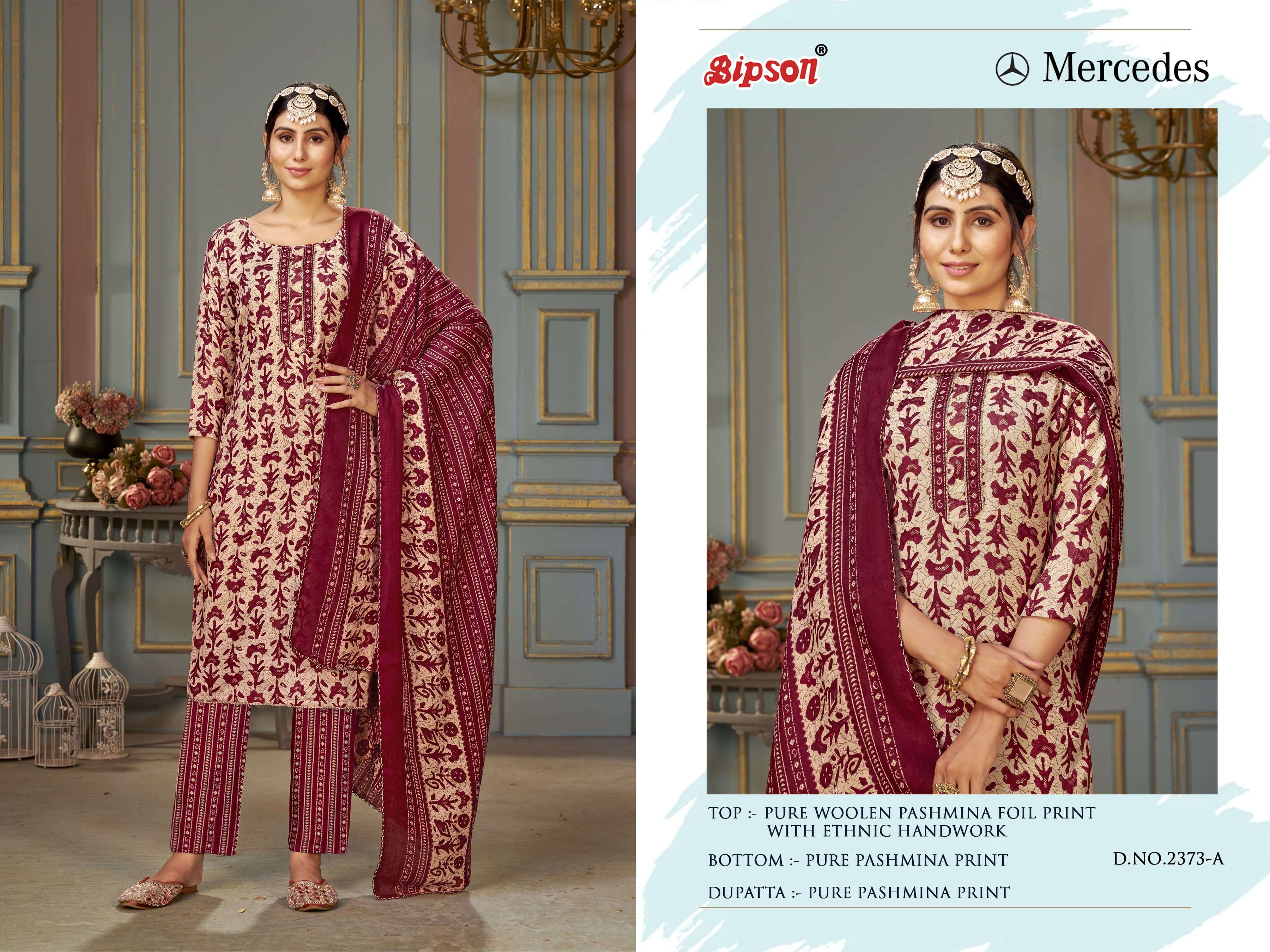 bipson mercedes 2373 woollen pashmina regal look salwar suit catalog