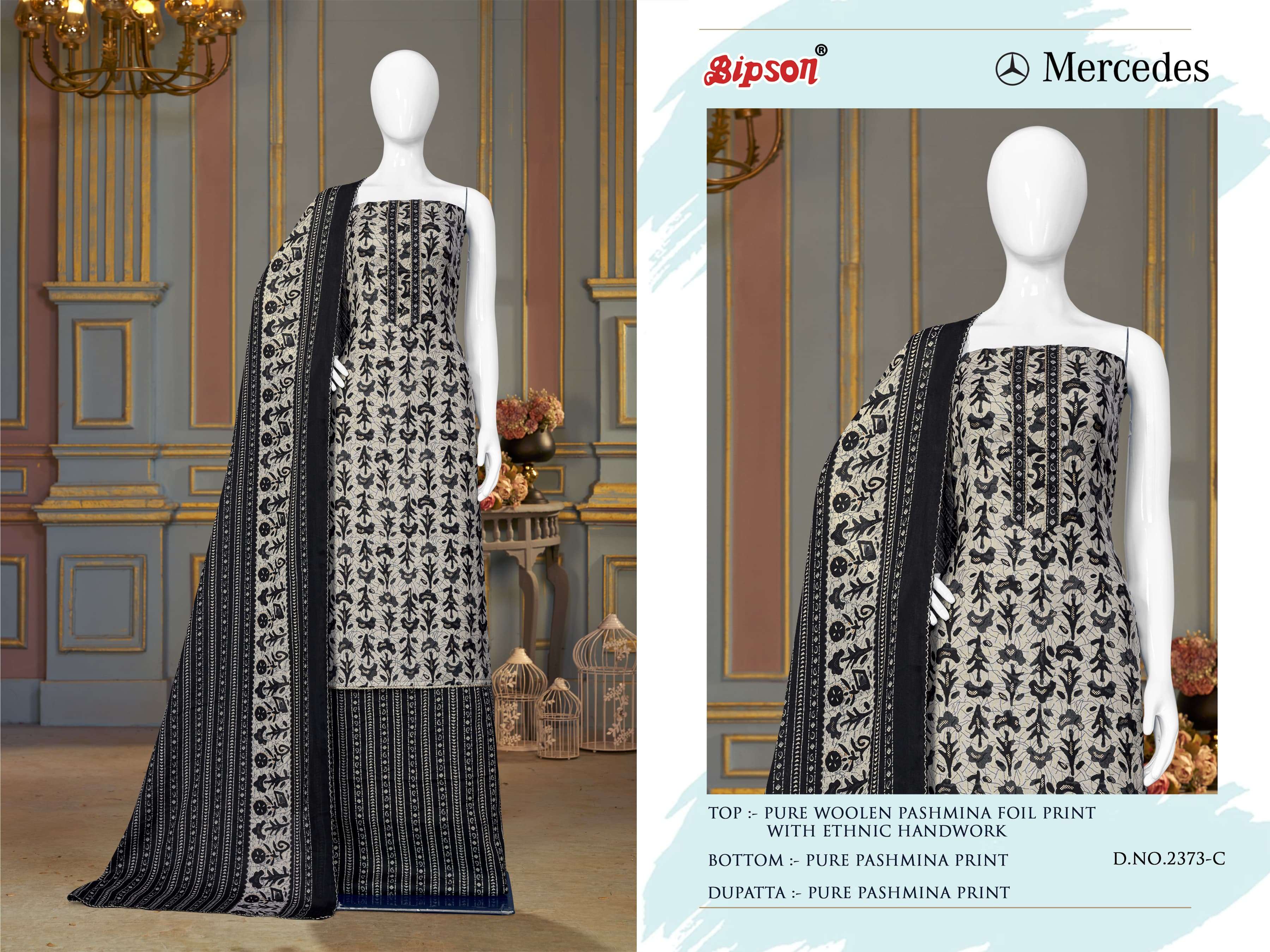 bipson mercedes 2373 woollen pashmina regal look salwar suit catalog