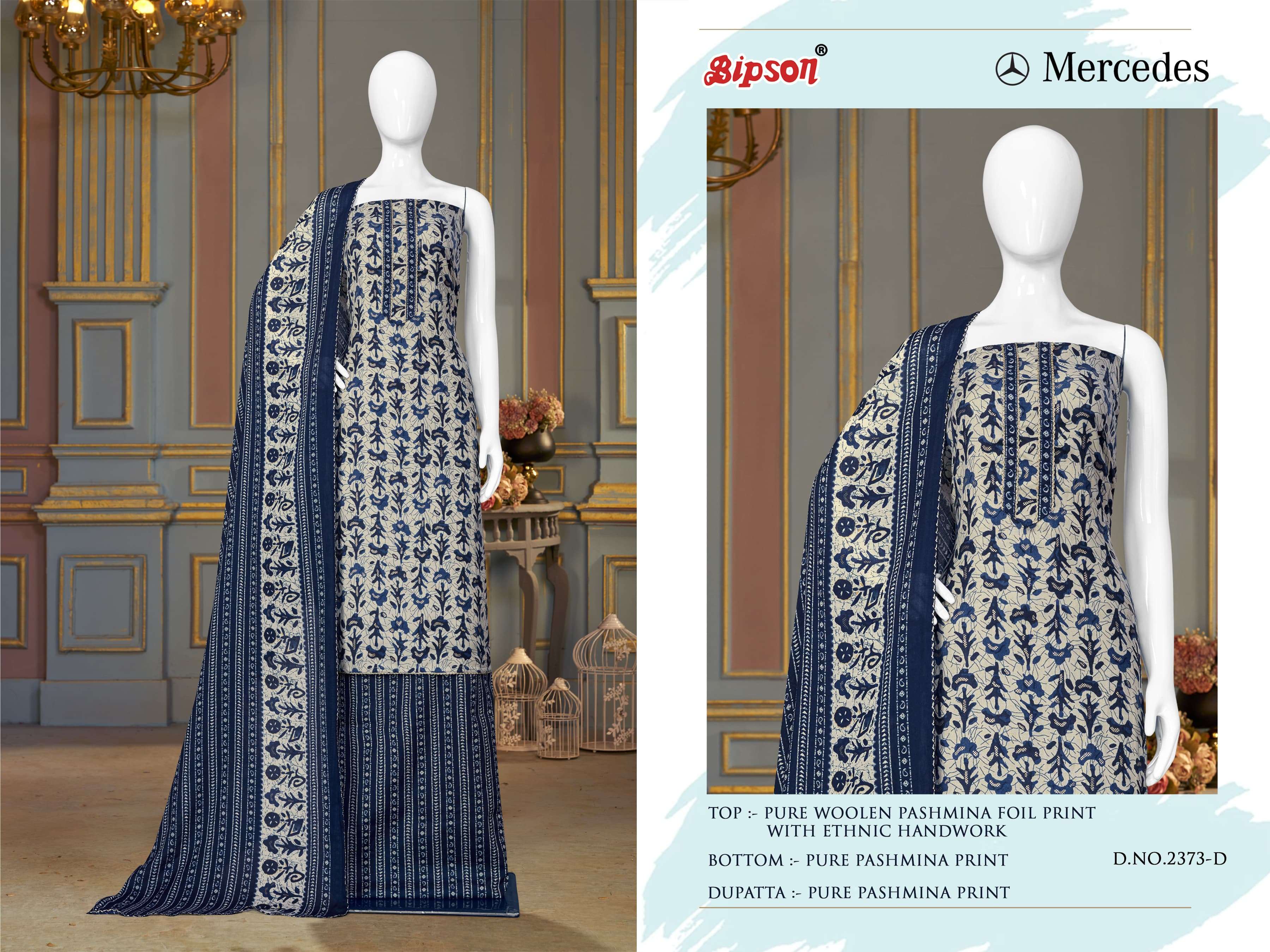 bipson mercedes 2373 woollen pashmina regal look salwar suit catalog