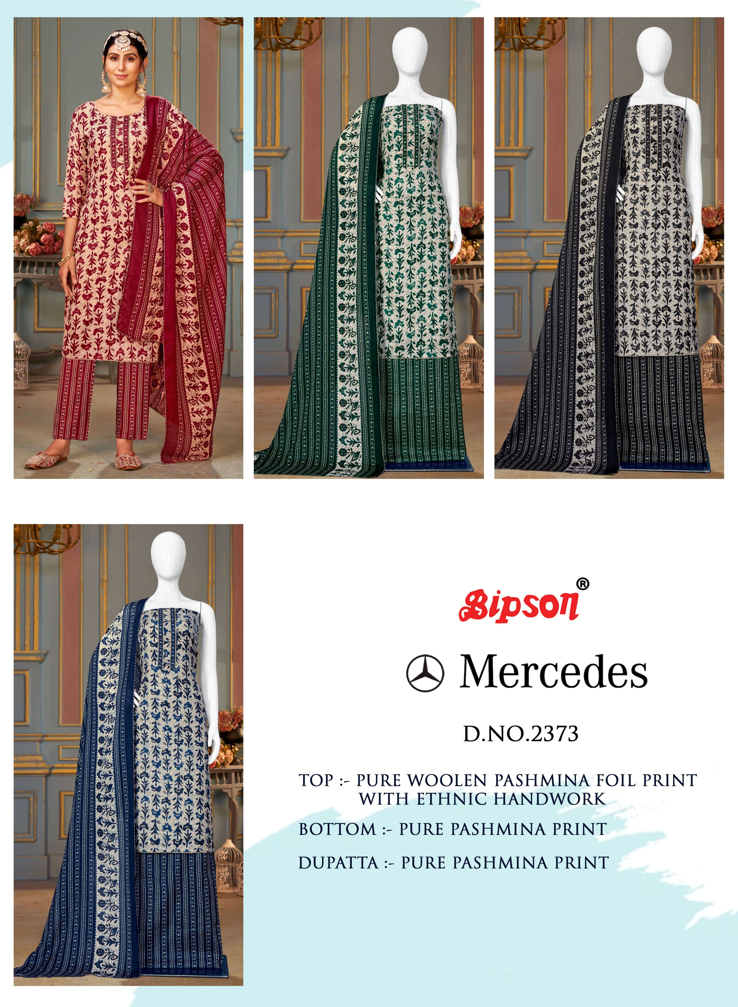 bipson mercedes 2373 woollen pashmina regal look salwar suit catalog