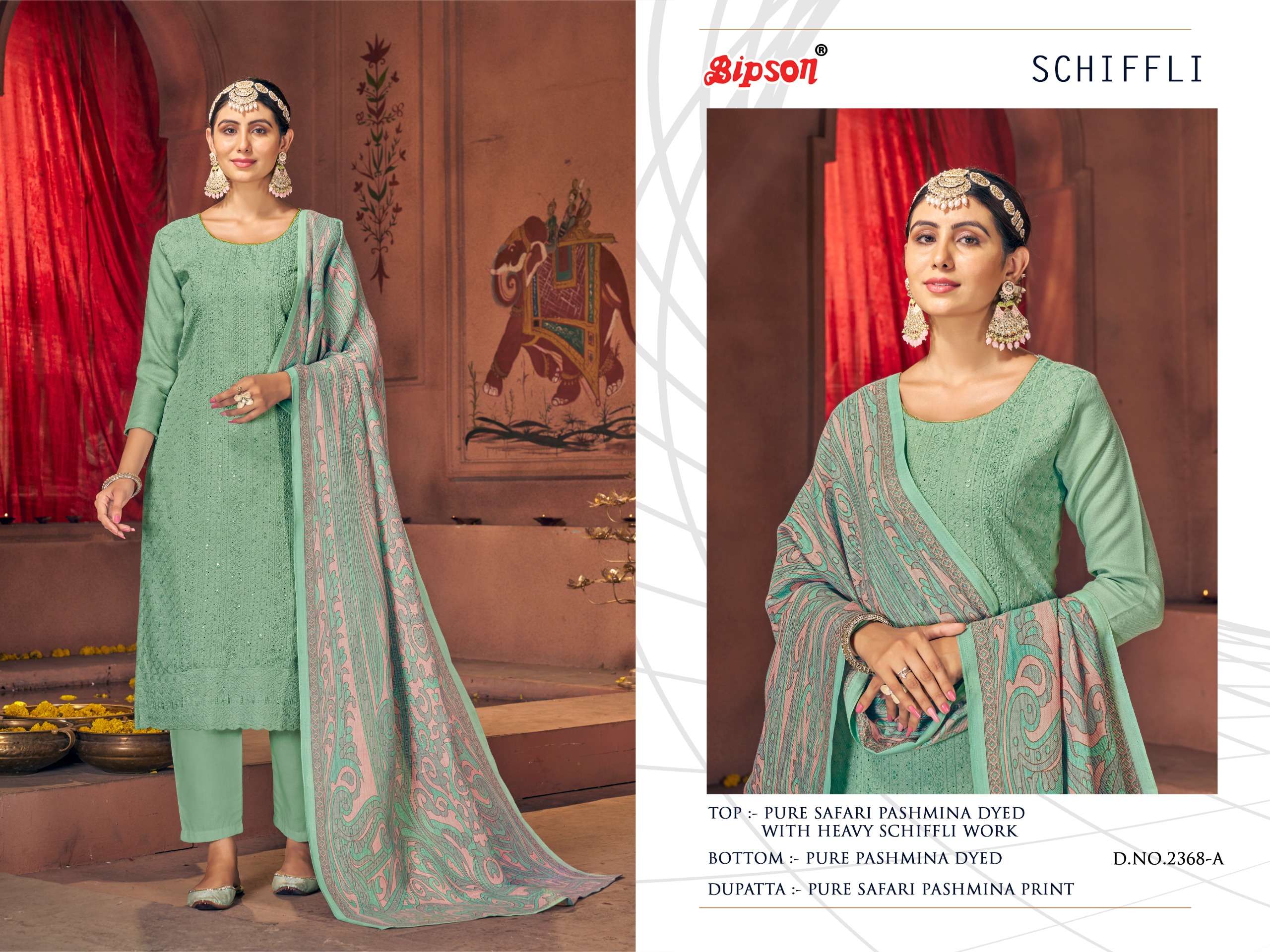 Bipson SCHIFFLI 2368  pashmina elegant salwar suit catalog