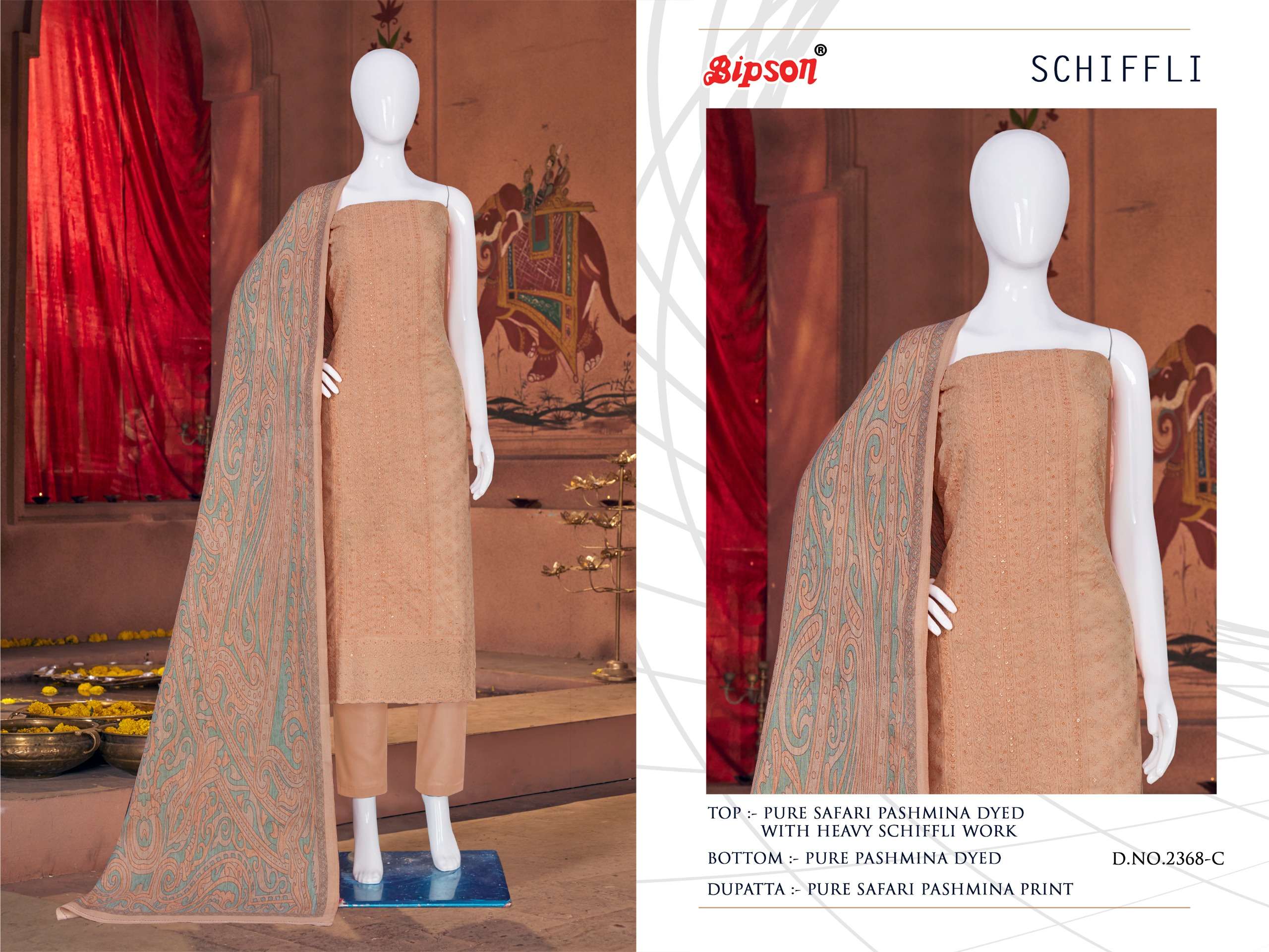 Bipson SCHIFFLI 2368  pashmina elegant salwar suit catalog