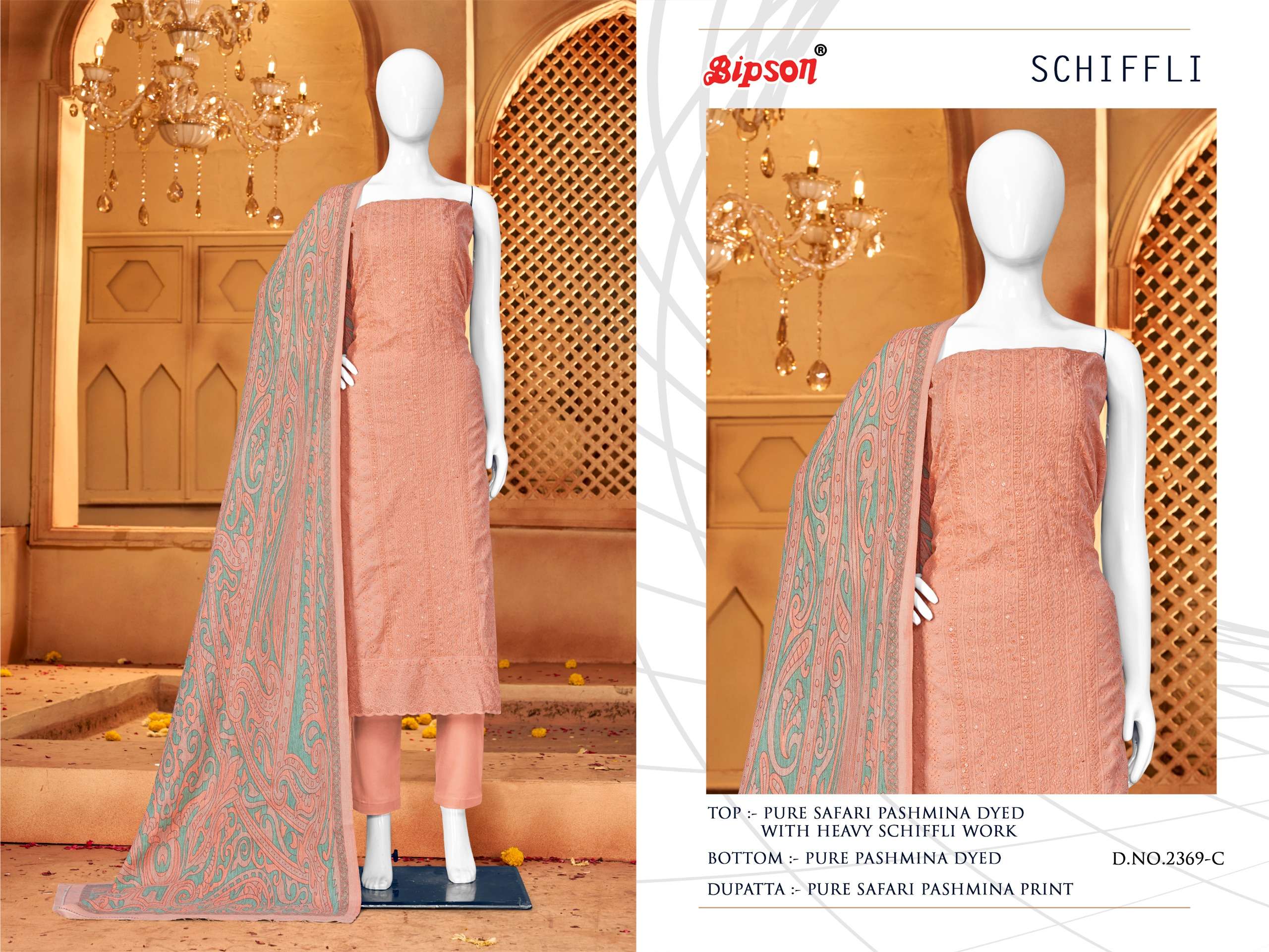 Bipson SCHIFFLI 2369  pashmina catchy look salwar suit catalog