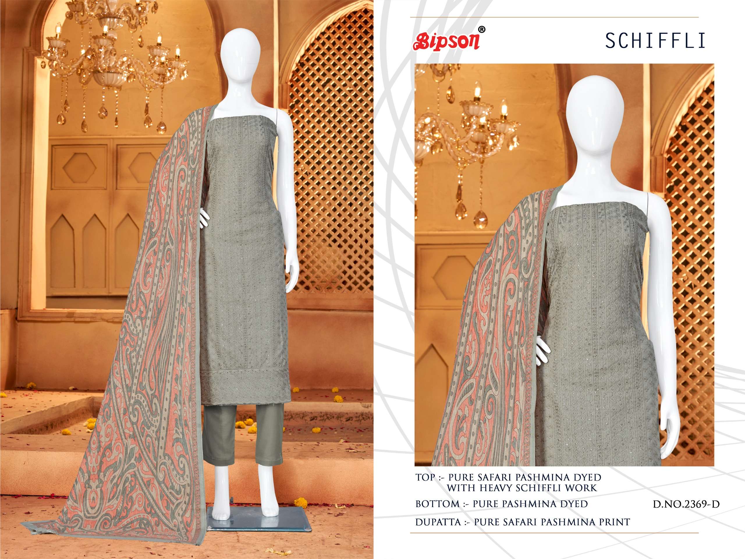 Bipson SCHIFFLI 2369  pashmina catchy look salwar suit catalog