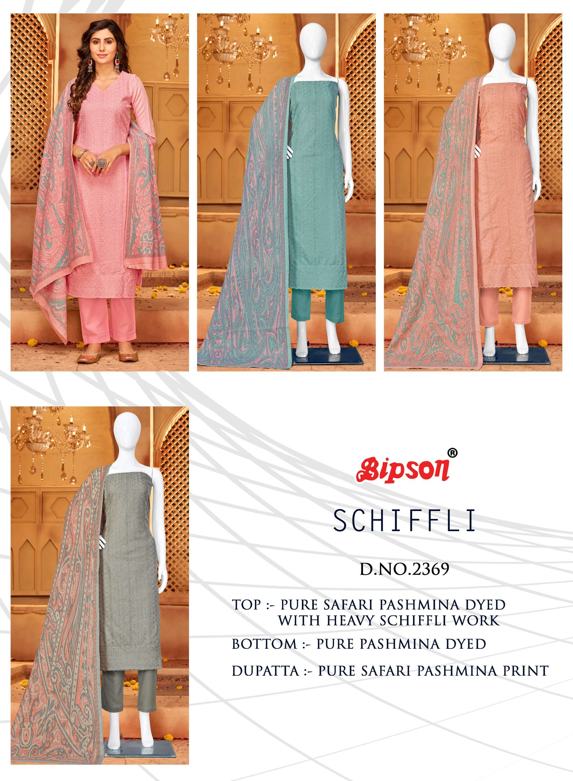 Bipson SCHIFFLI 2369  pashmina catchy look salwar suit catalog