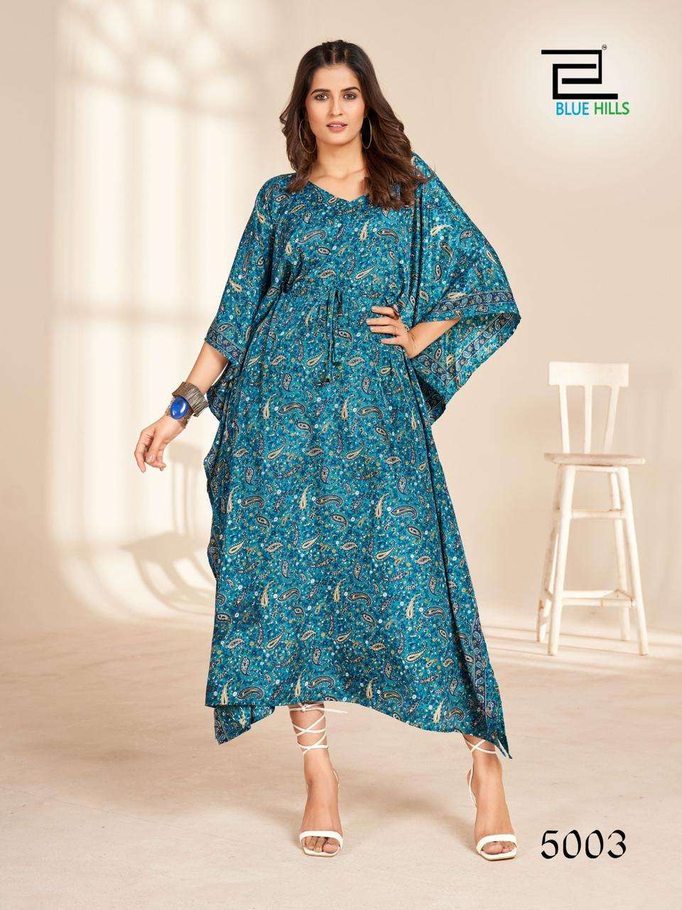 blue hills FIRE WALK vol 5 crape kaftan decent look kurti catalog