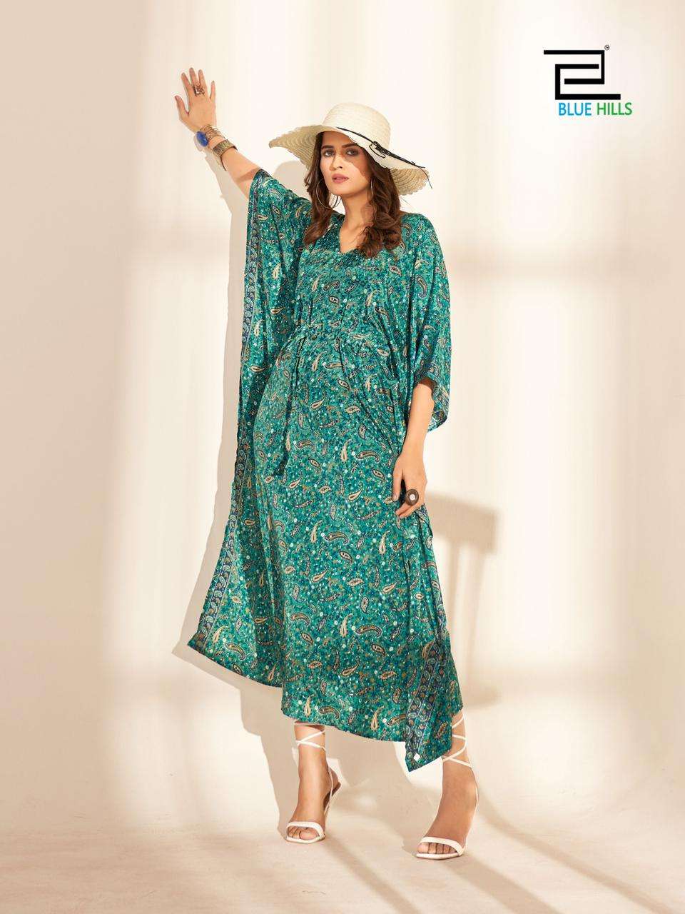 blue hills FIRE WALK vol 5 crape kaftan decent look kurti catalog