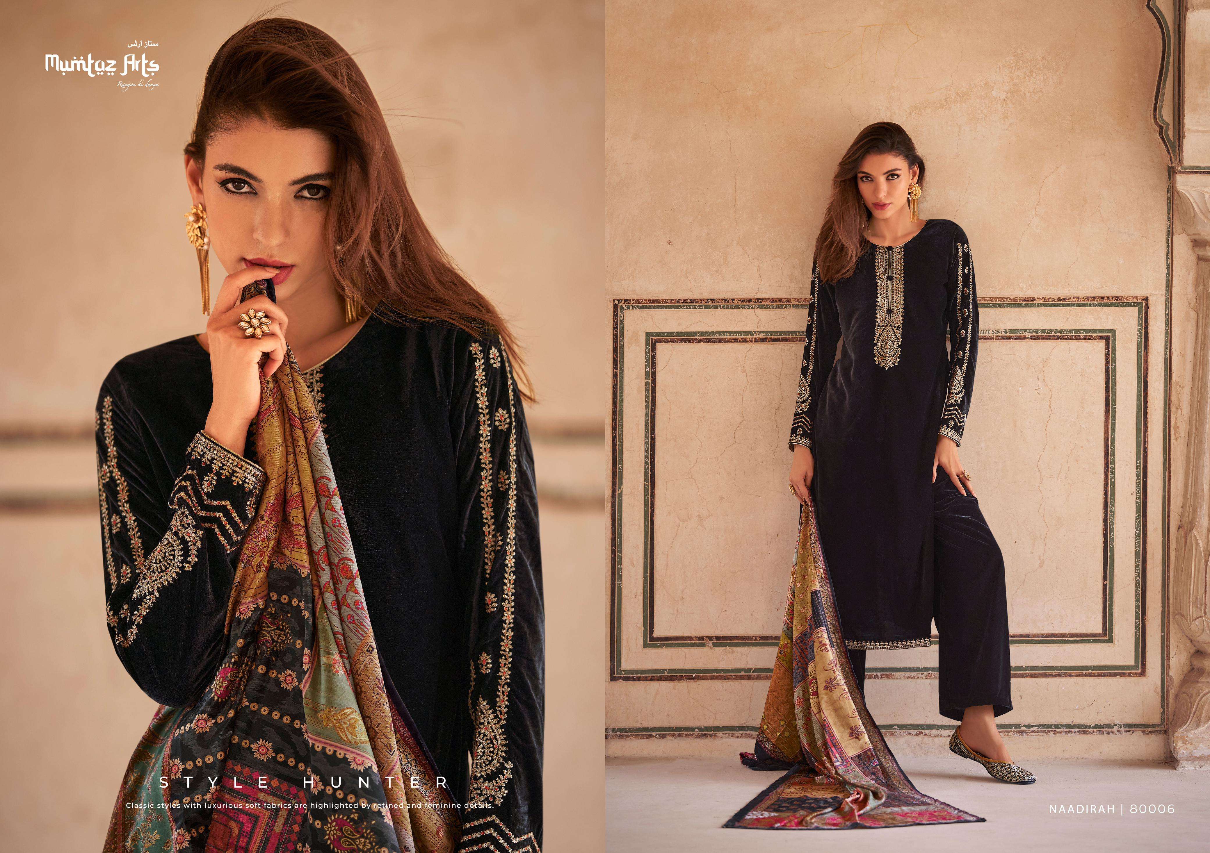 mumtaz art naadirah velvet regal look salwar suit catalog