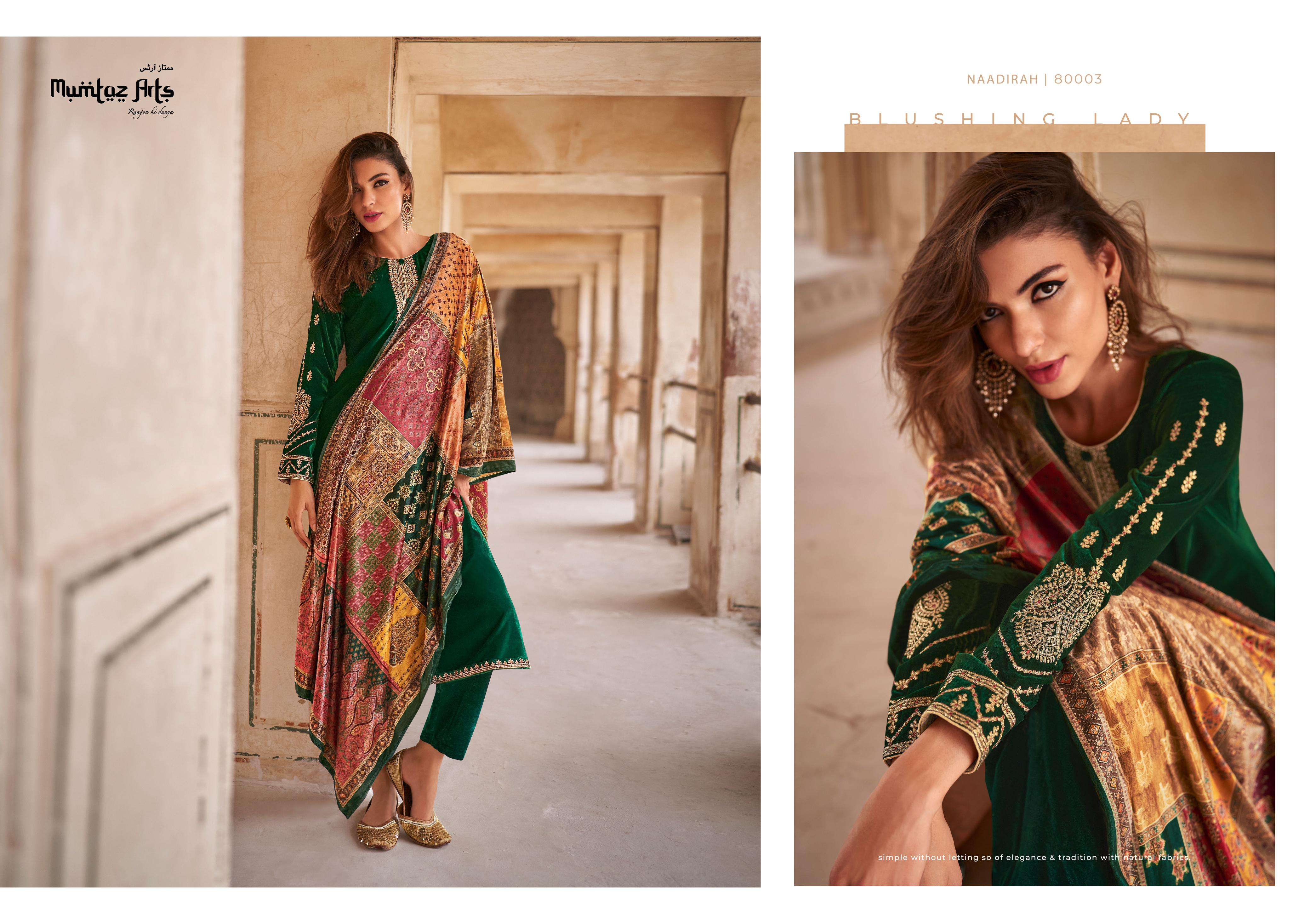 mumtaz art naadirah velvet regal look salwar suit catalog