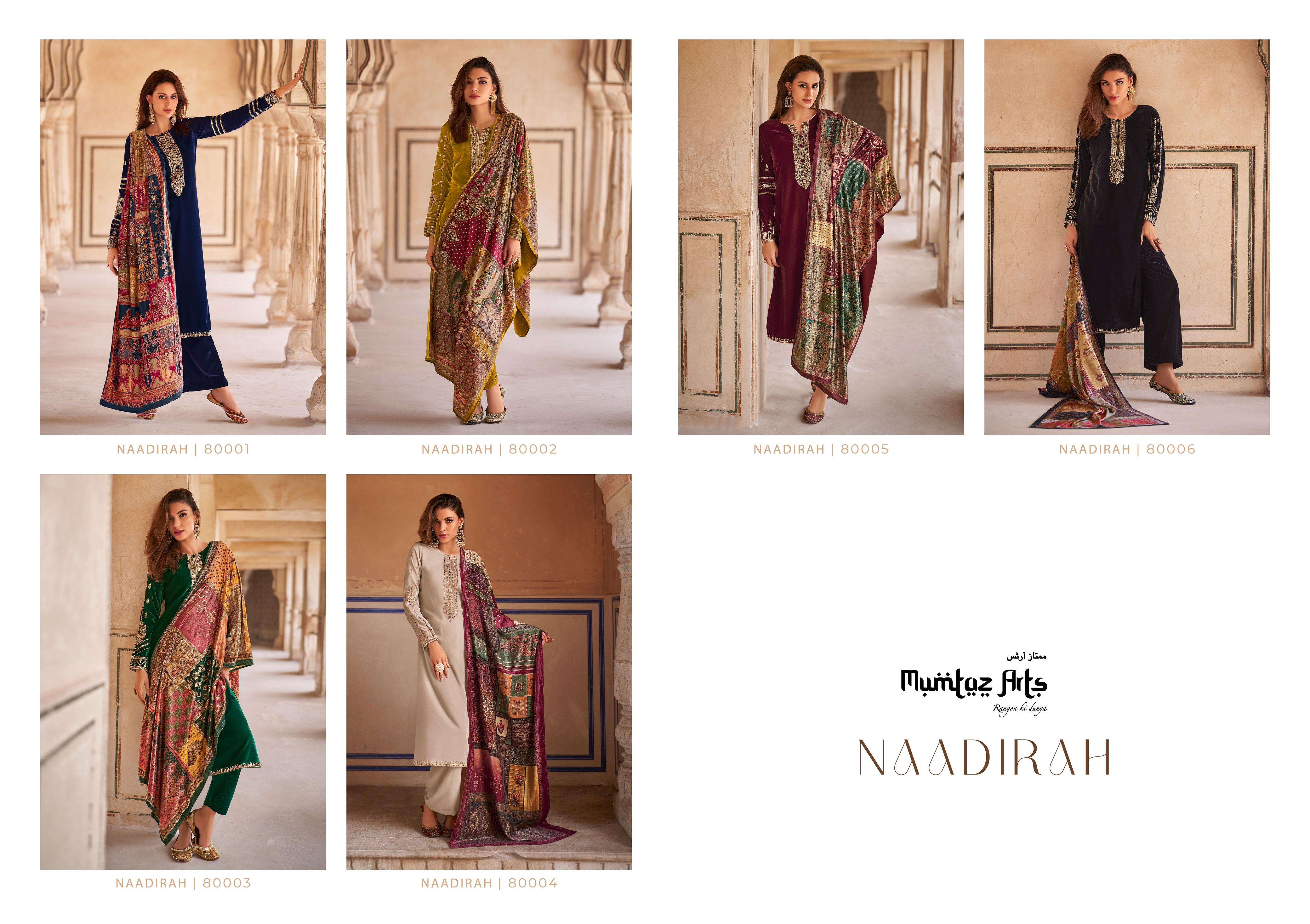 mumtaz art naadirah velvet regal look salwar suit catalog