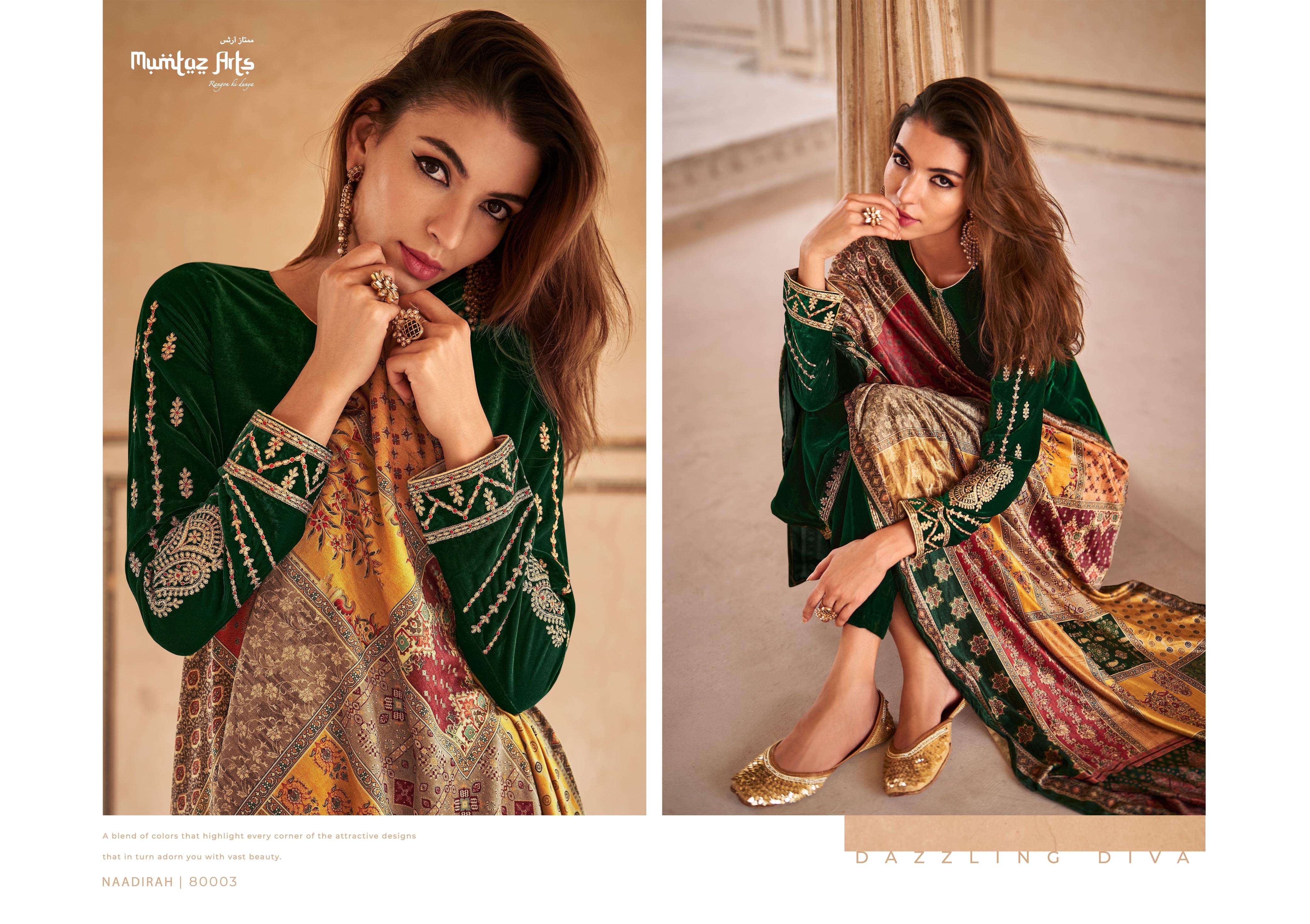 mumtaz art naadirah velvet regal look salwar suit catalog