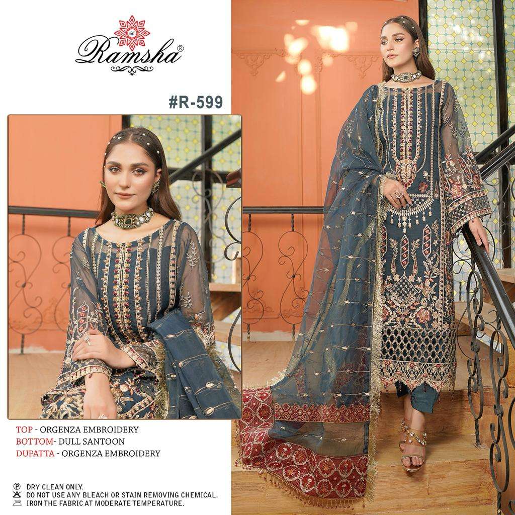 ramsha ramsha r 599 orgenza decent  look salwar suit single