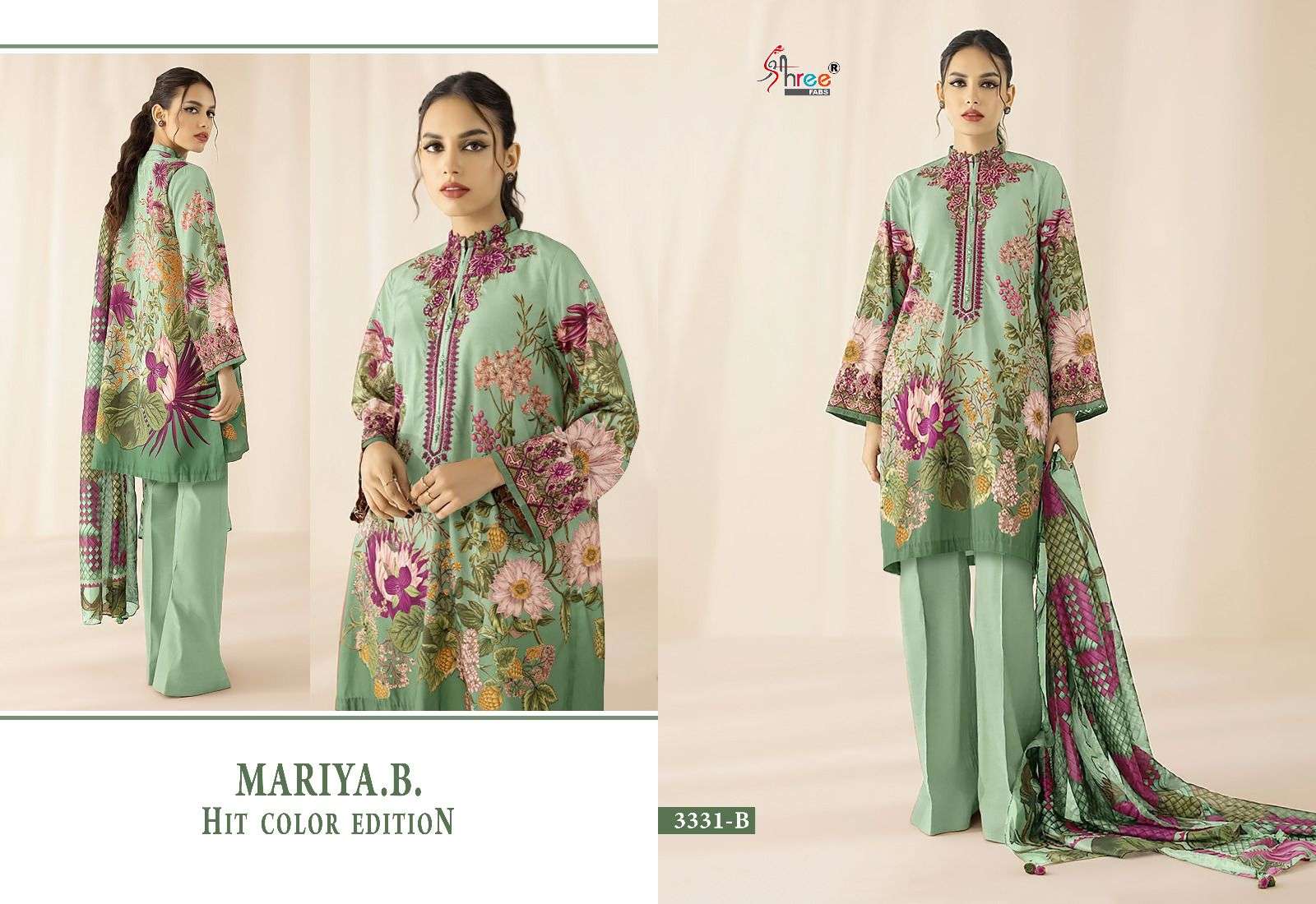 shree fabs maria b hit colour edition d no 3331 cotton decent look cotton dupatta catalog