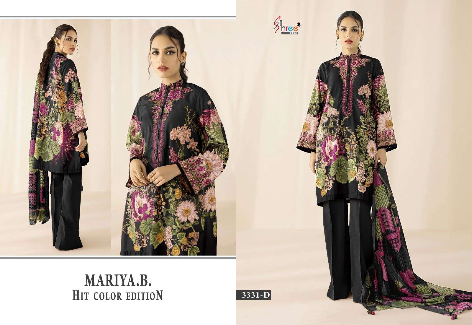 shree fabs maria b hit colour edition d no 3331 cotton decent look cotton dupatta catalog